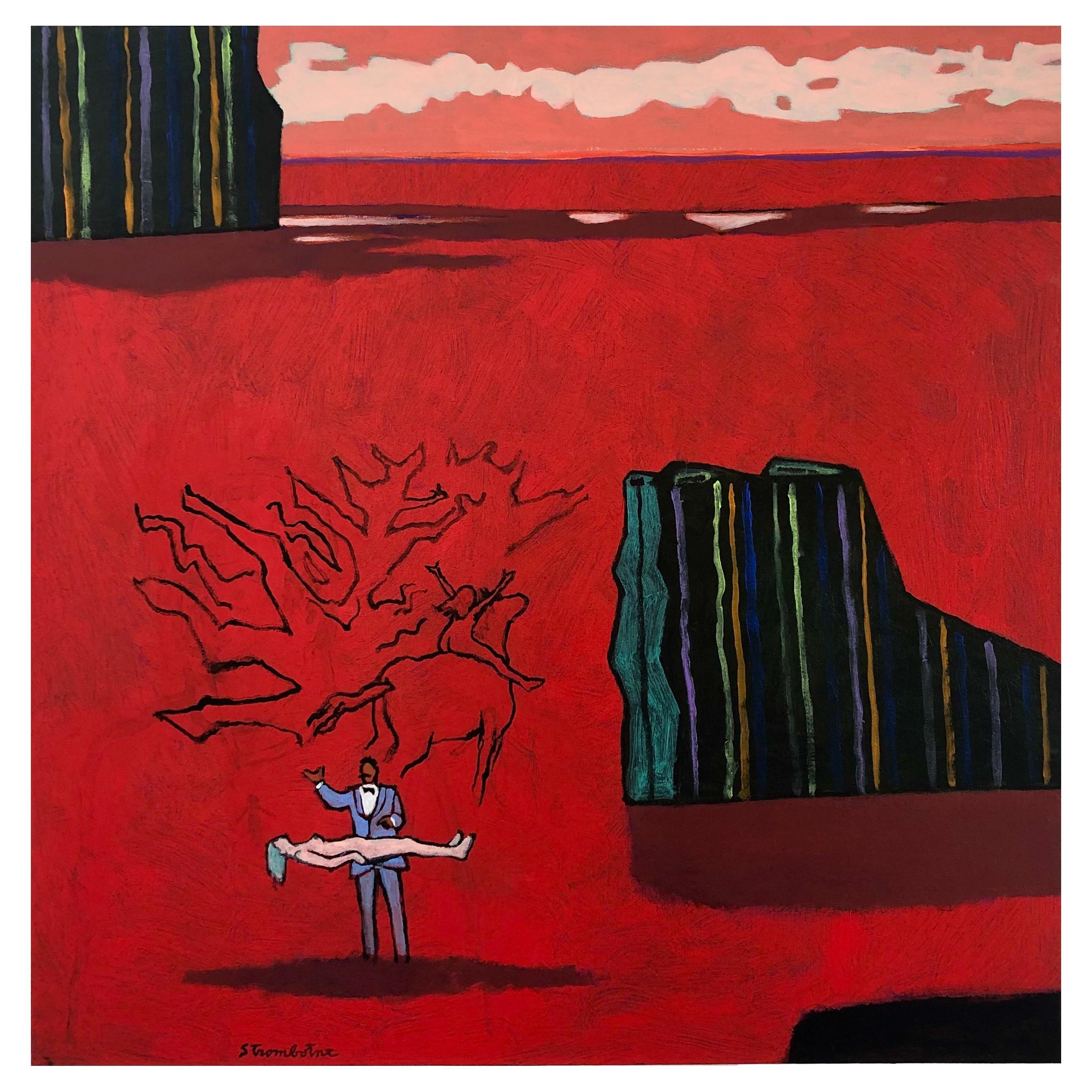 James Strombotne "Red Sea” Acrylic on Canvas Painting