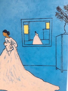 James Strombotne „Weißes Kleid“, Acryl auf Leinwand, Gemälde, 2014