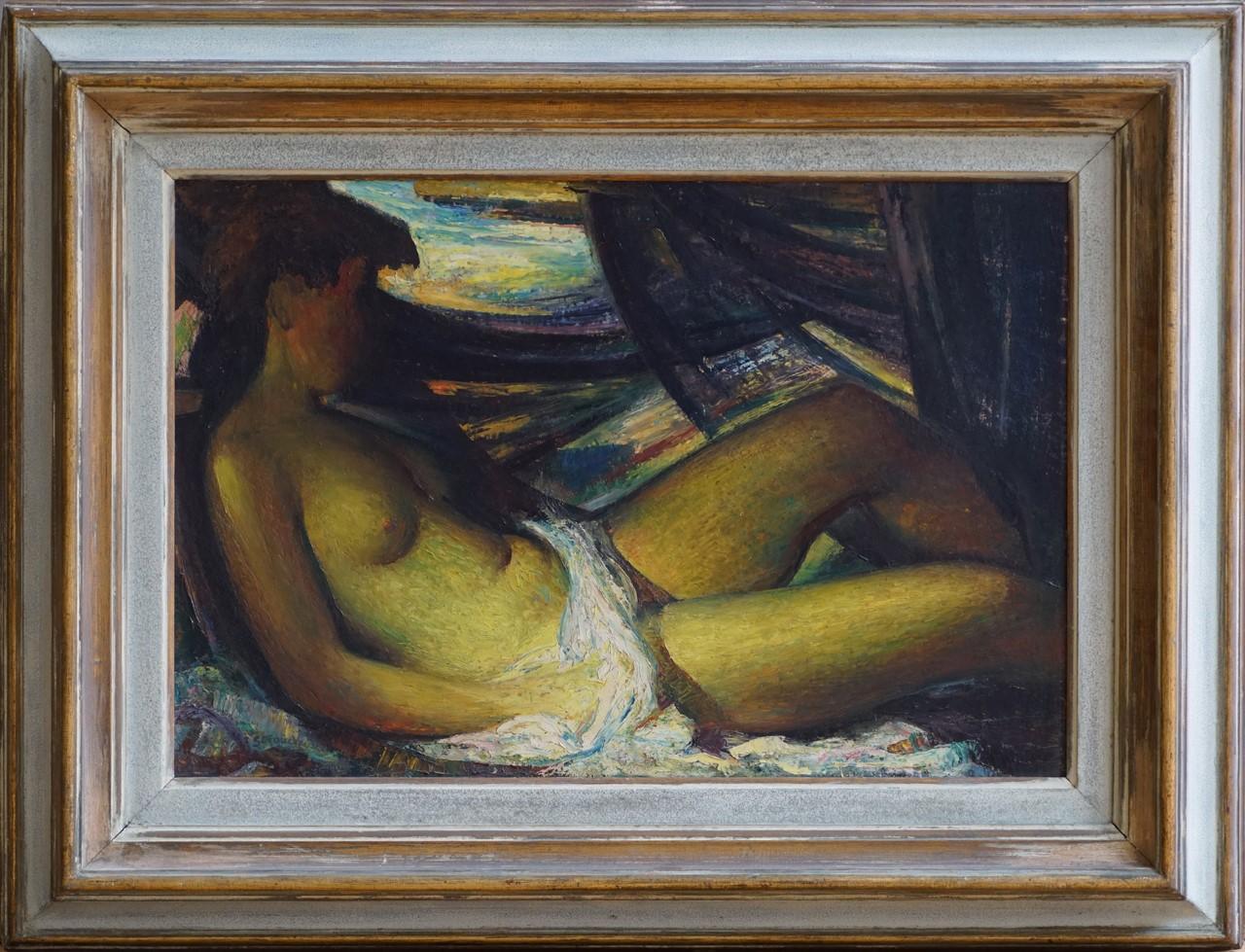 Huile d'un nu couché, XXe siècle - Painting de James Stroudley