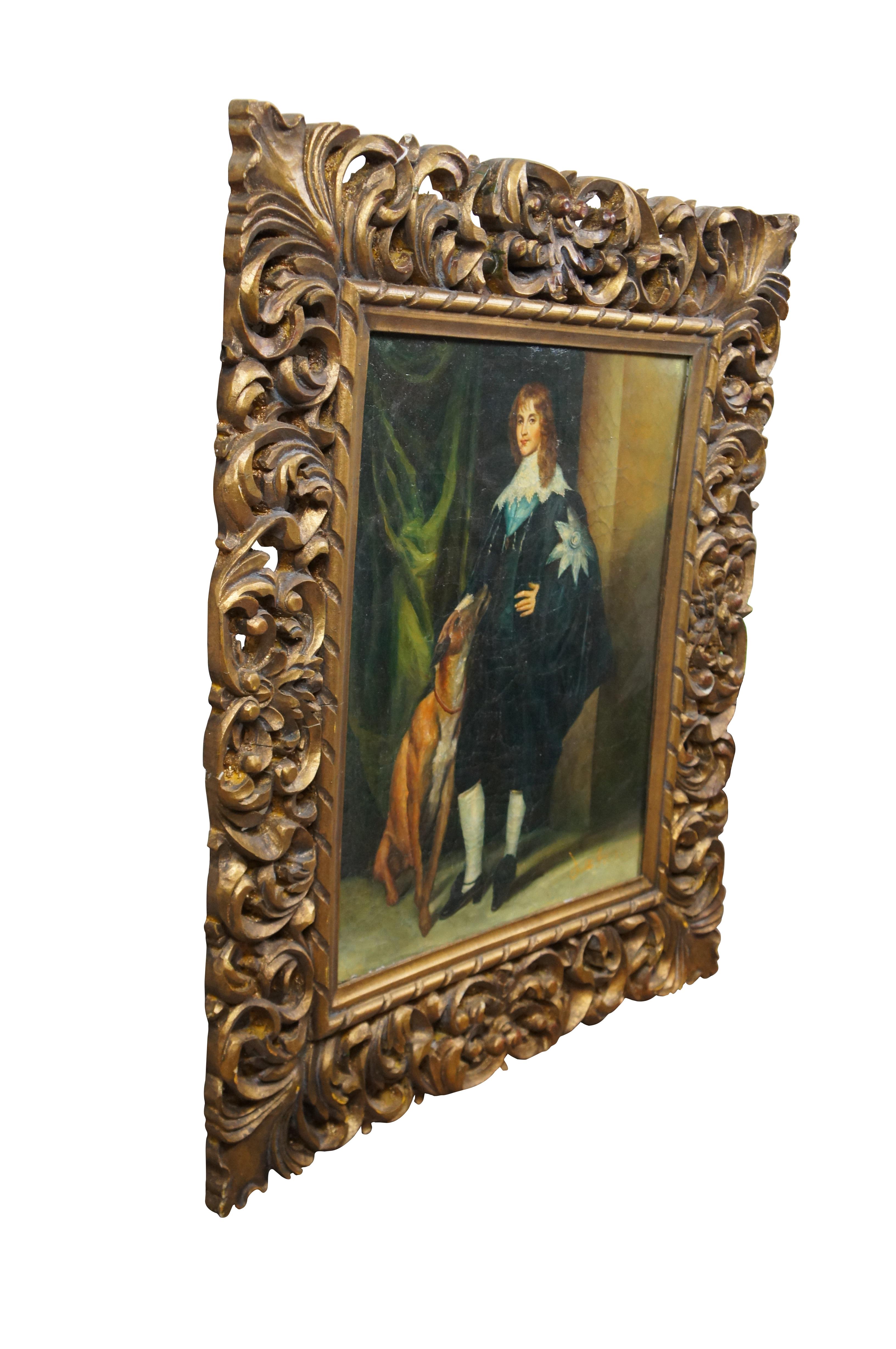 Late 20th-century oil on linen painting after a portrait of James Stuart, Duke of Richmond by Anthony Van Dyck (first painted circa 1633 - 35). 