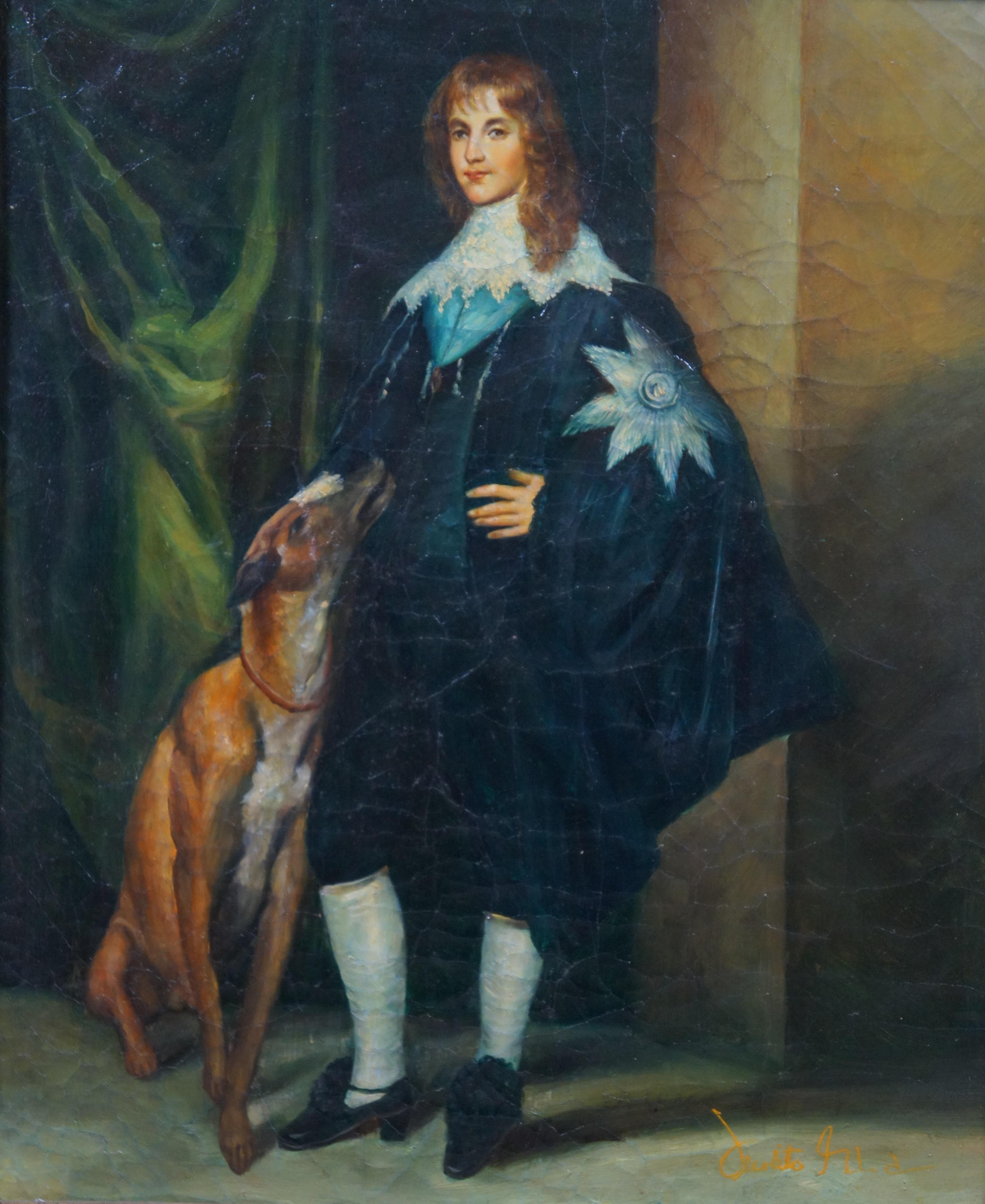 Canvas James Stuart Duke of Richmond Greyhound Oil Painting After Anthony Van Dyck 36