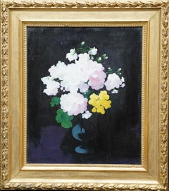 Nature morte de fleurs - Peinture à l'huile victorienne d'un garçon écossais de Glasgow