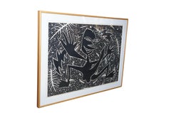 James Surls 'An He He' Expressionistischer Linolschnitt Druckerei Proof Modernism 56"