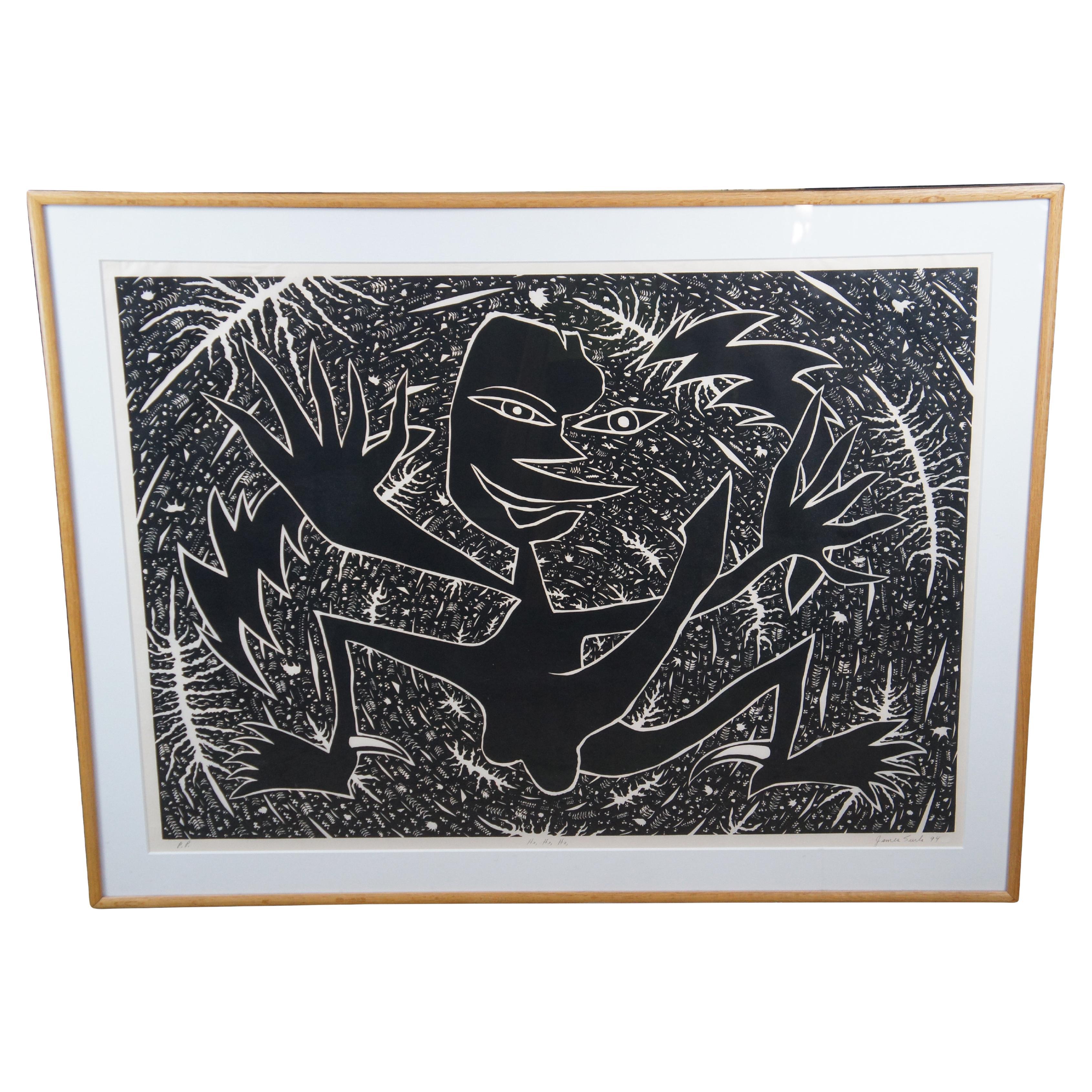 James Surls 
He He He
 Expressionist Linocut Print Printers Proof Modernism 56" For Sale