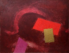 Instability, Red and Gold Acrylic Painting by James Suzuki