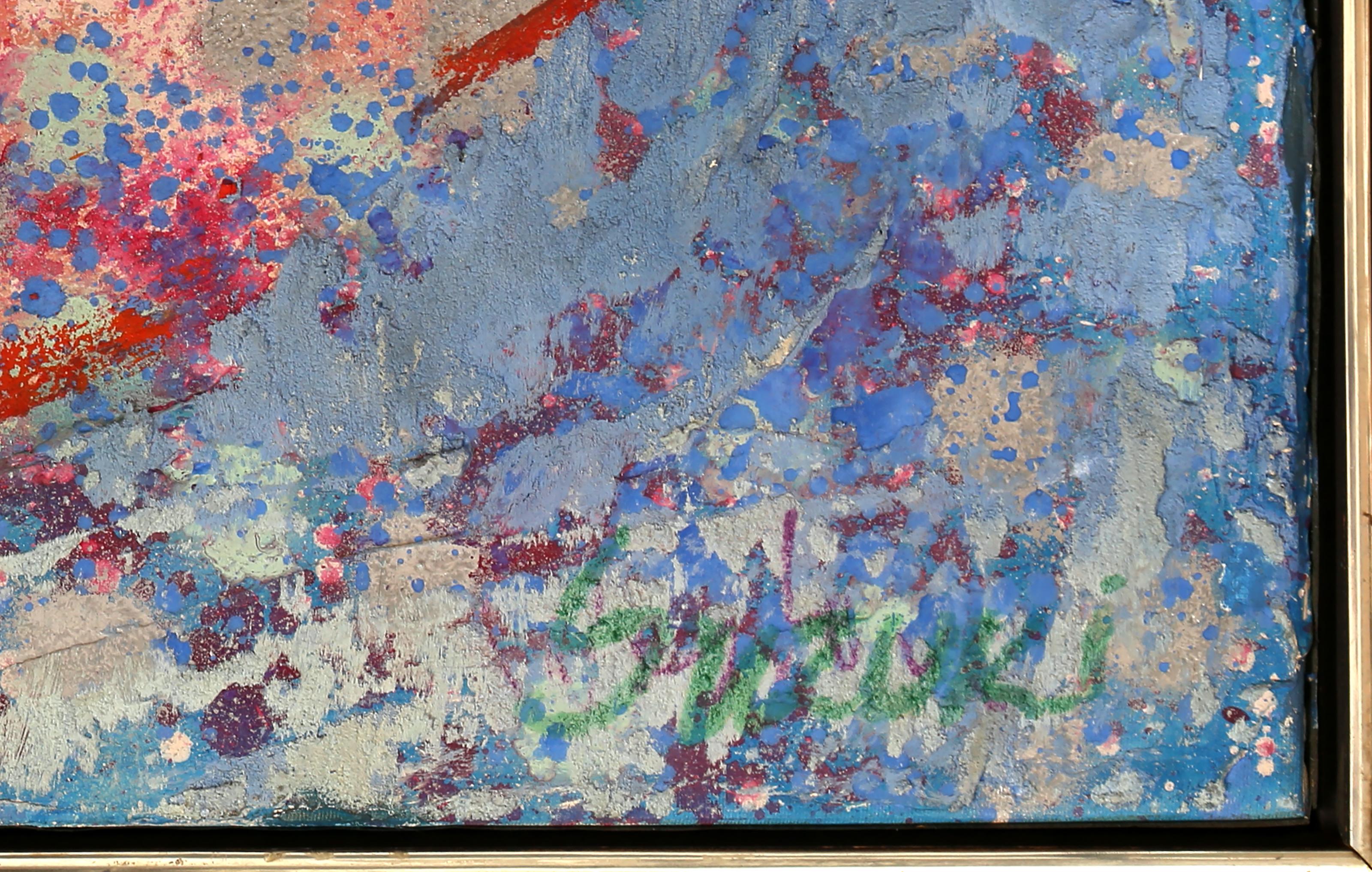 The Old Ones, peinture acrylique expressionniste abstraite de James Hiroshi Suzuki - Marron Abstract Painting par James Suzuki