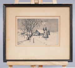 Vintage American Midwestern Homestead Radierung