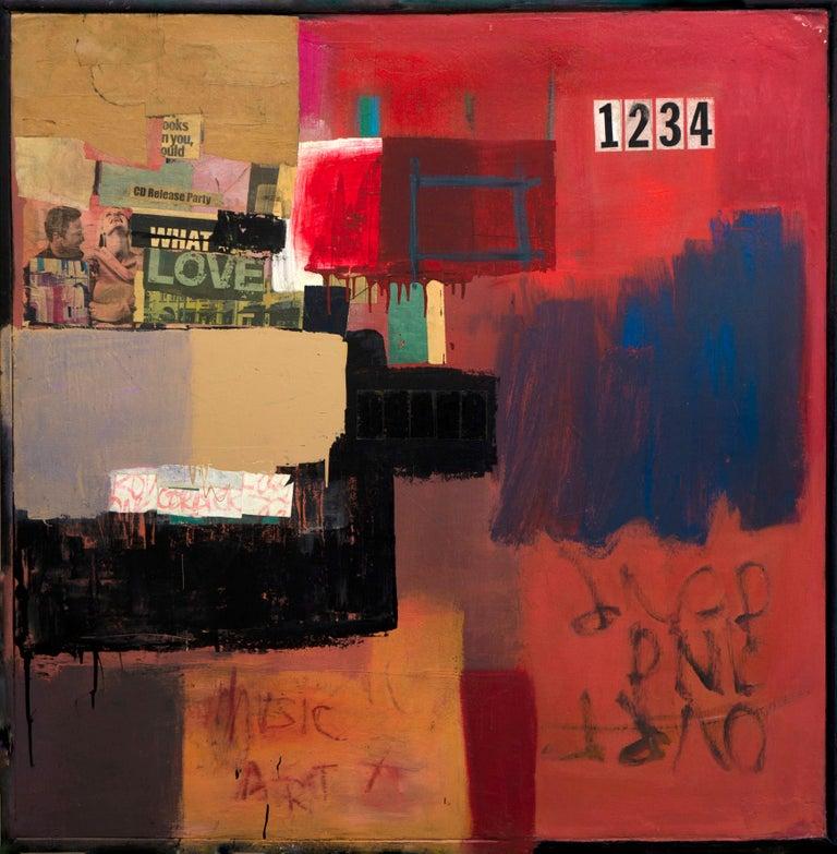 Large, Collage, 1234, Mixed Media, Red, Blue, Bold Colors
