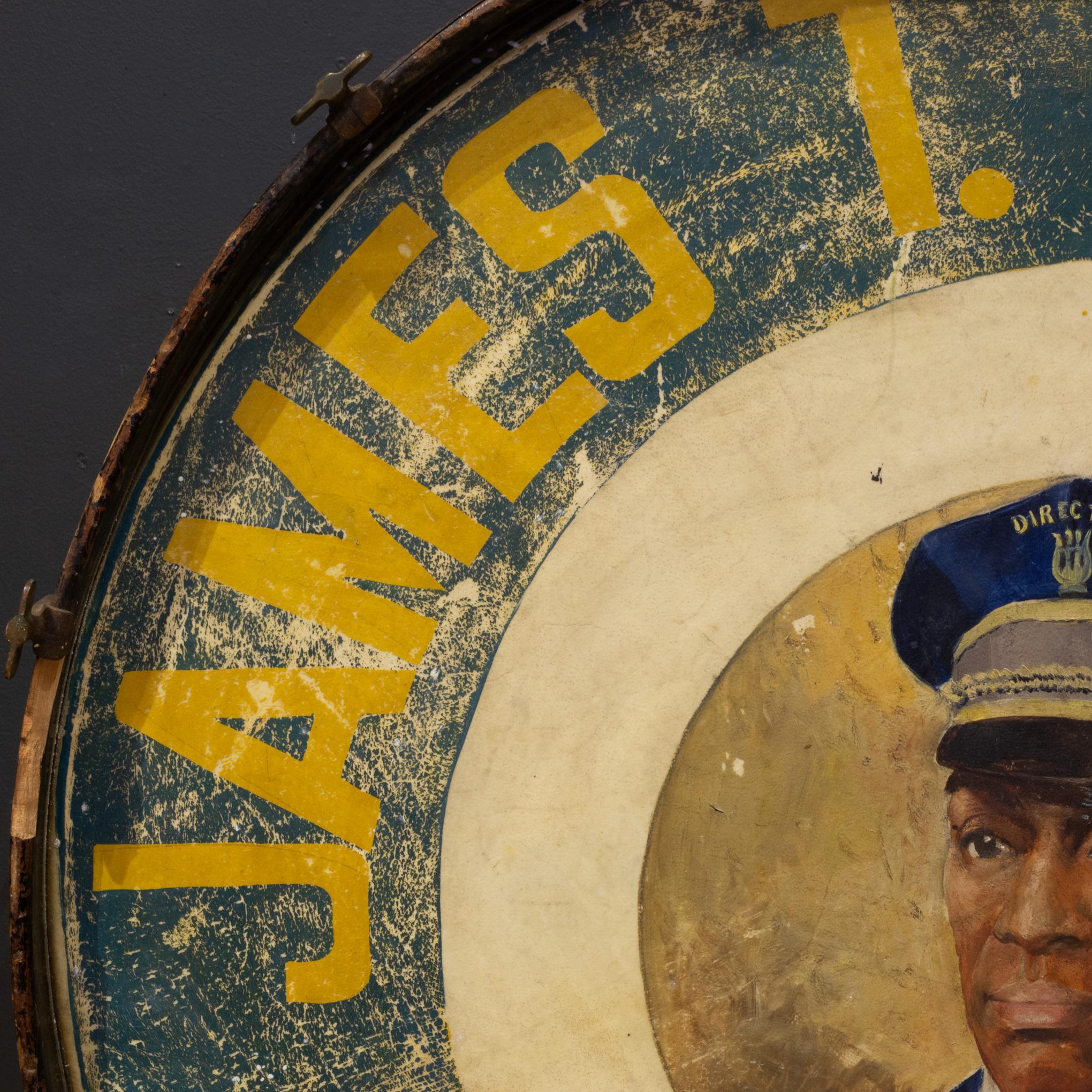 Americano Tamburo da parata dipinto a mano della James T. Moore Memorial Band, 1940 ca. in vendita