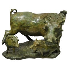 James Tandi Figura de escultura de jabalí africano tallado en verde Verdite Hardstone