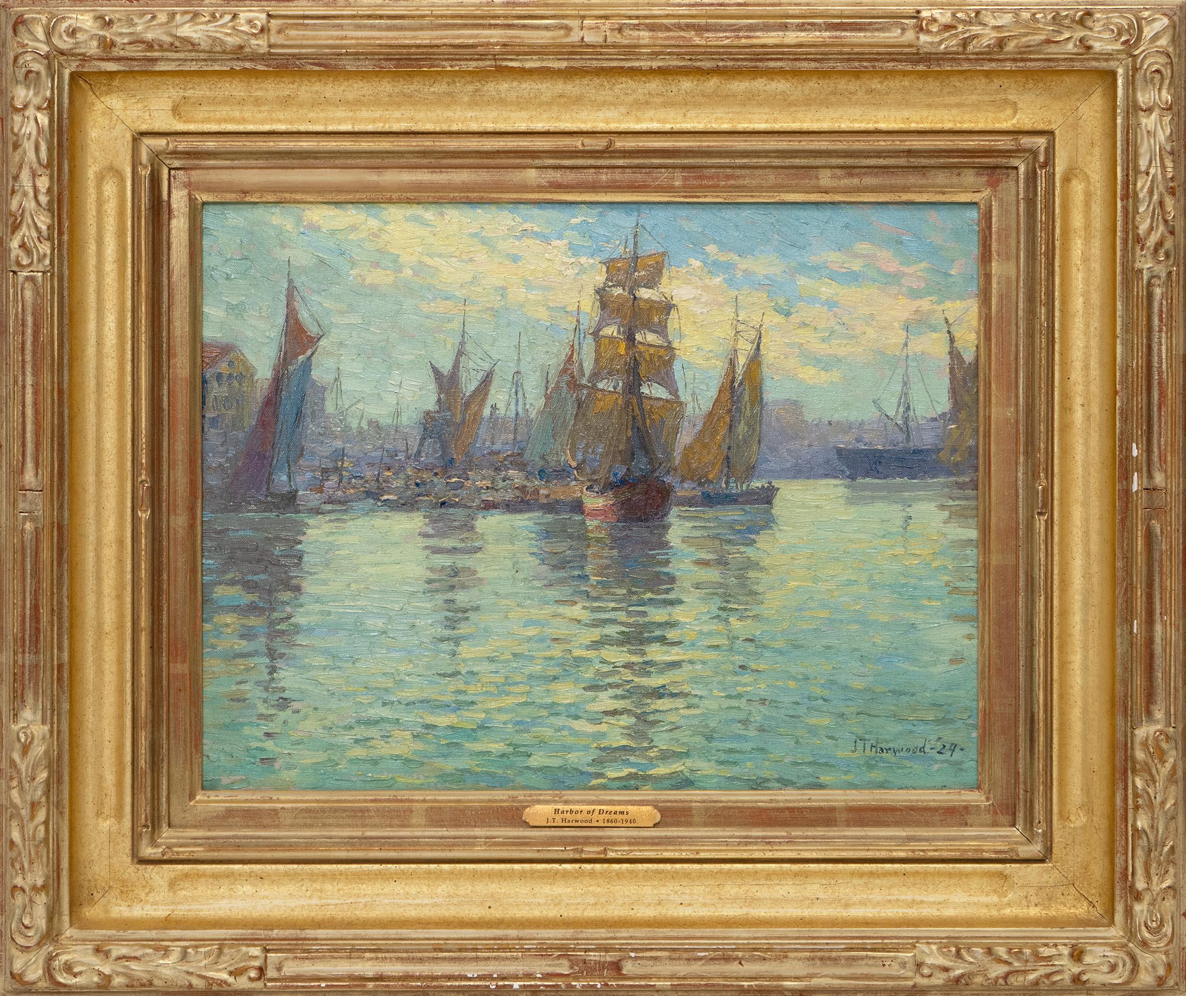 Harbor of Dreams - Brown Landscape Painting by James Taylor Harwood