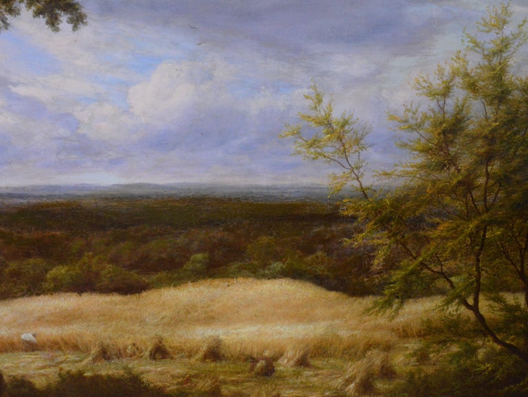 Reaping - Very Large 19th Century Royal Academy English Landscape Oil Painting  For Sale 7