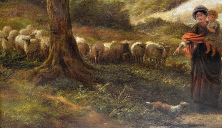 Reaping - Very Large 19th Century Royal Academy English Landscape Oil Painting  For Sale 4