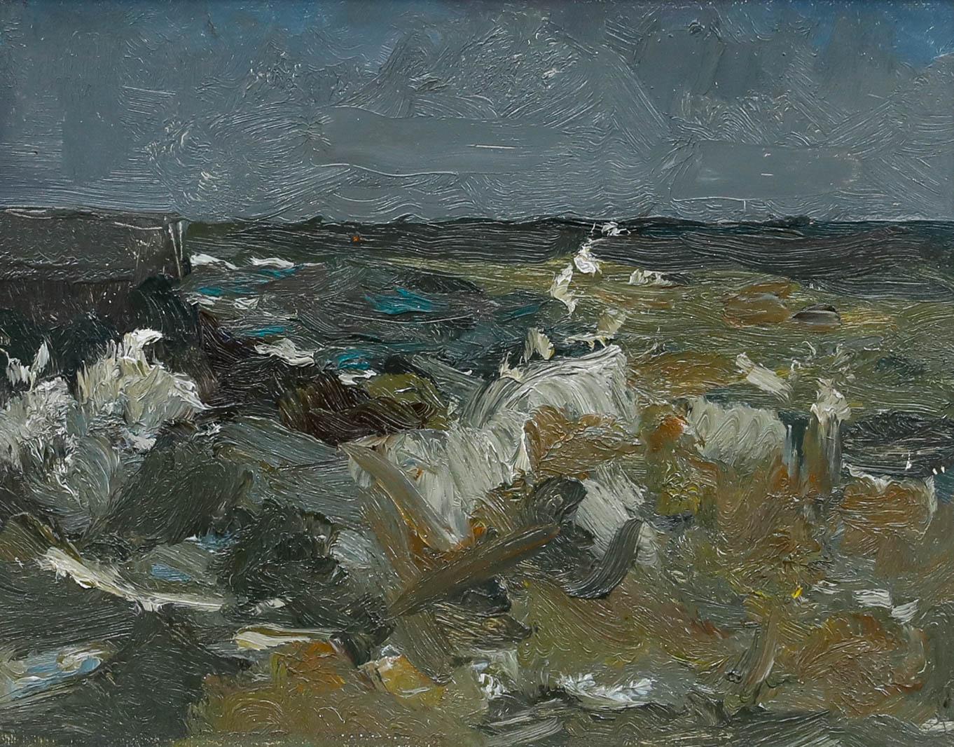 Thomas Watt (1920-1989) - Gerahmtes Öl des 20. Jahrhunderts, Breakers Low Tide – Painting von James Thomas Watts