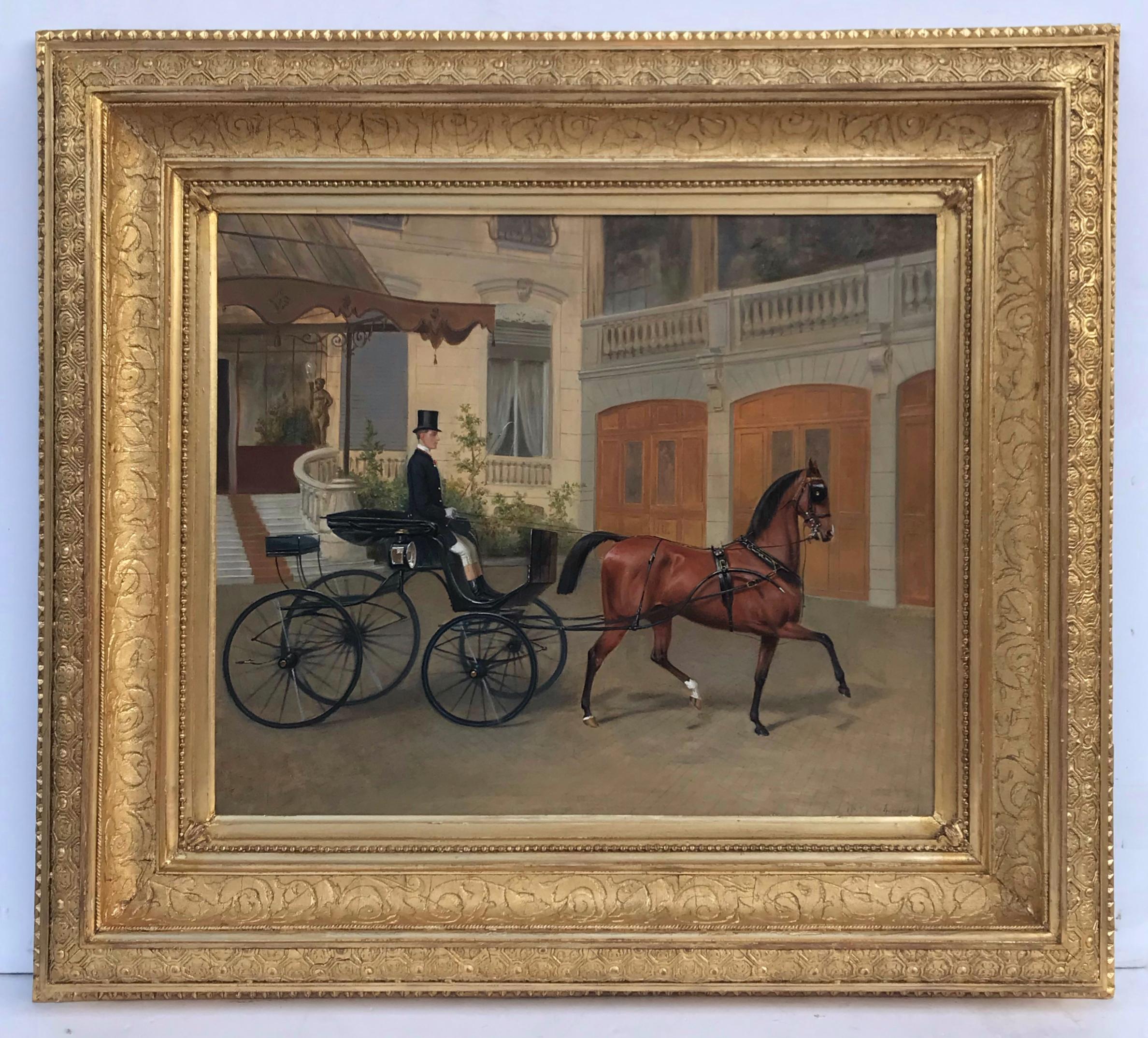 James Thomas Wheeler   Animal Painting – Horse Carriage in der Bourgeoise- Yard 