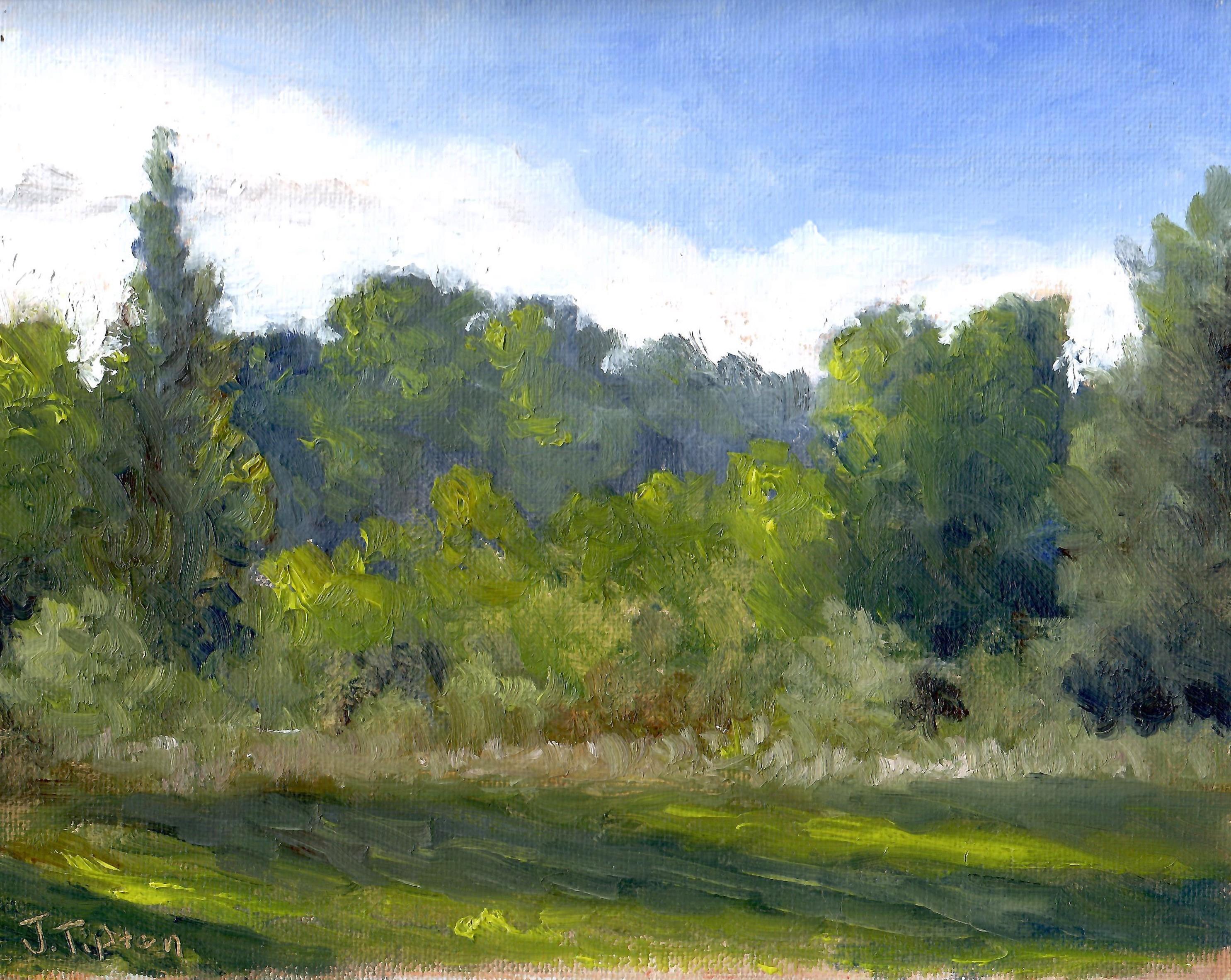 James Tipton Landscape Painting – By the Baker House – Original Ölgemälde, Plein Air-Landschaftsgemälde