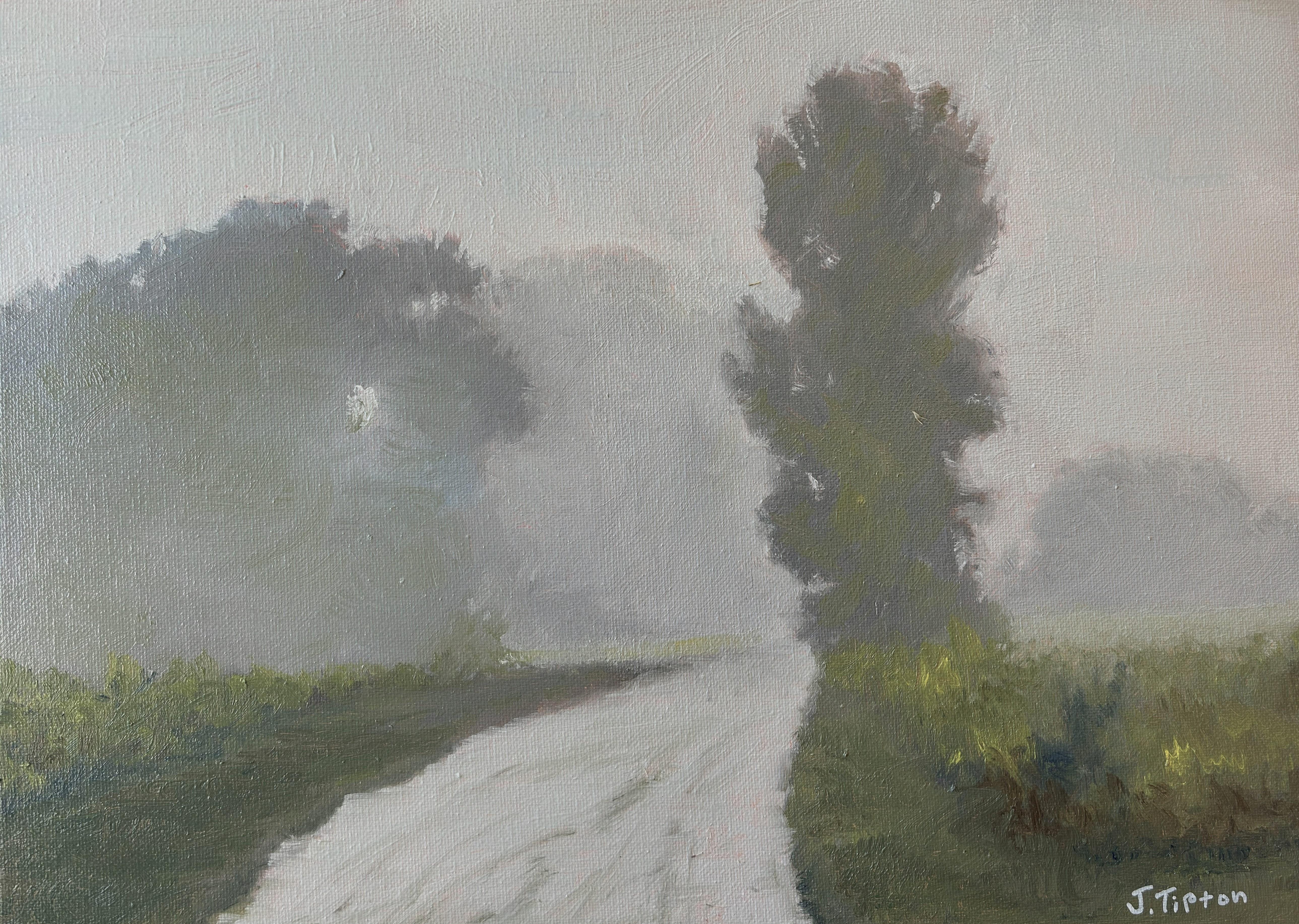 James Tipton Landscape Painting – West Branch Forest Preserve, nebliger Morgen