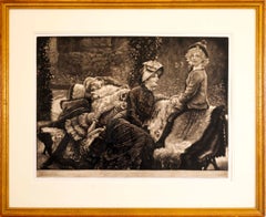 James Tissot Le Banc de Jardin Mezzotint Etching on Paper Beraldi 66 Edition