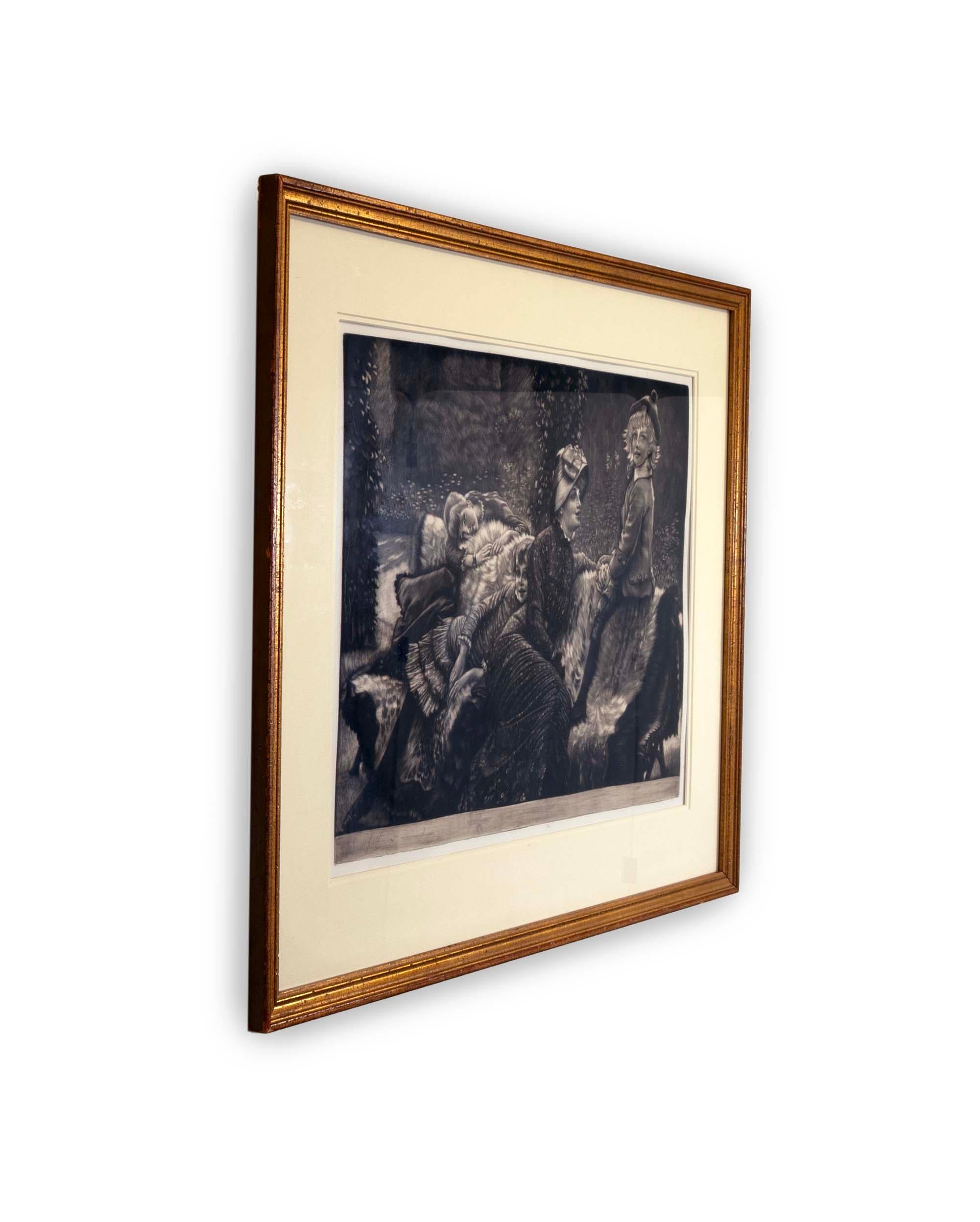 James Tissot Le Banc de Jardin Acquaforte mezzatinta su carta Beraldi 66 Edizione In condizioni buone in vendita a Keego Harbor, MI