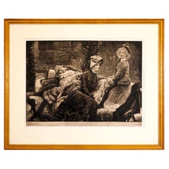 James Tissot Le Banc de Jardin Mezzotint Etching on Paper Beraldi 66 Edition