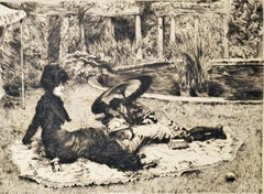 On the Grass – Radierung und Kaltnadelradierung von J. Tissot – 1880