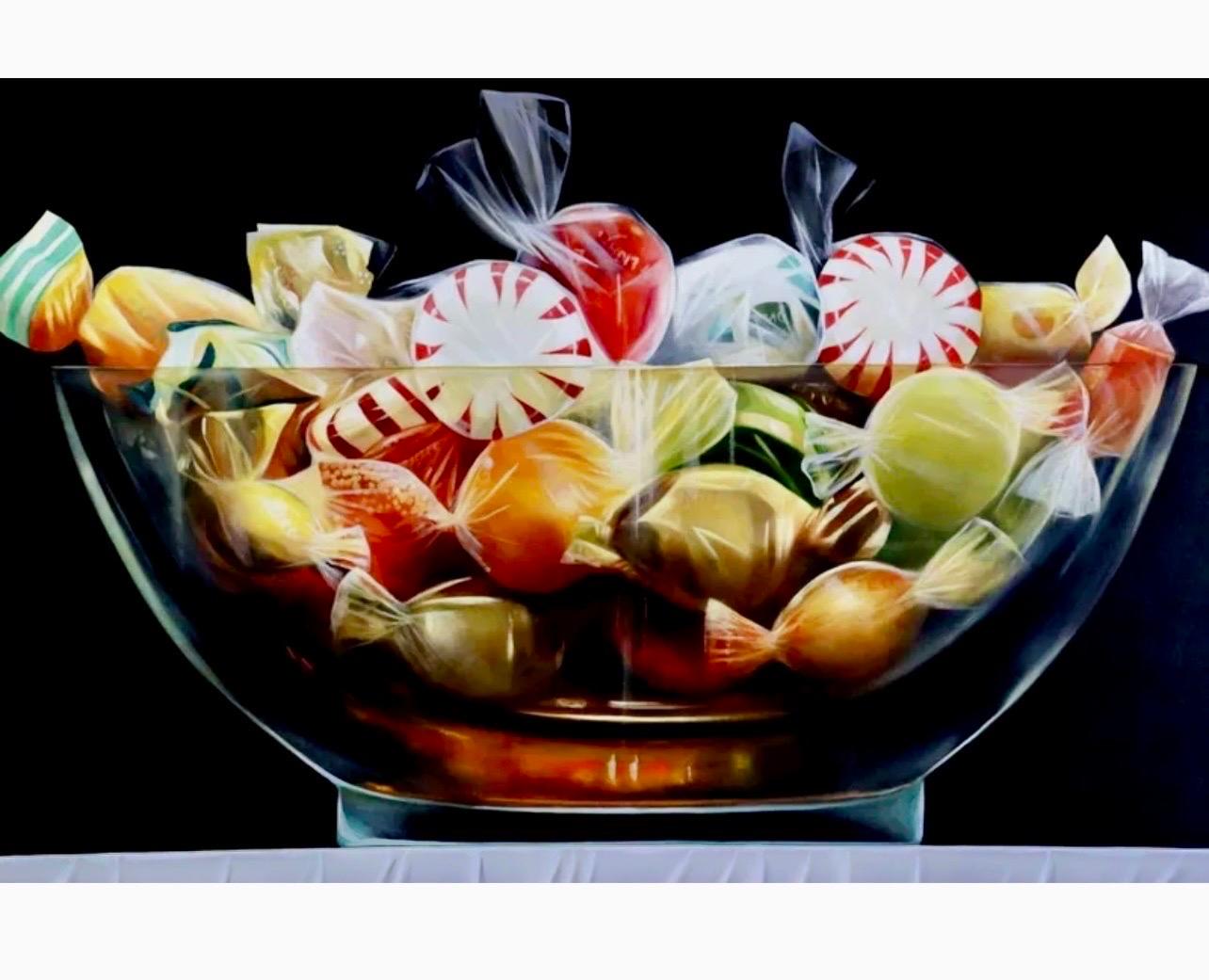 Original James Tormey Foto Realistisches Ölgemälde Stillleben Candy Bowl Pop Art, Original im Angebot 2