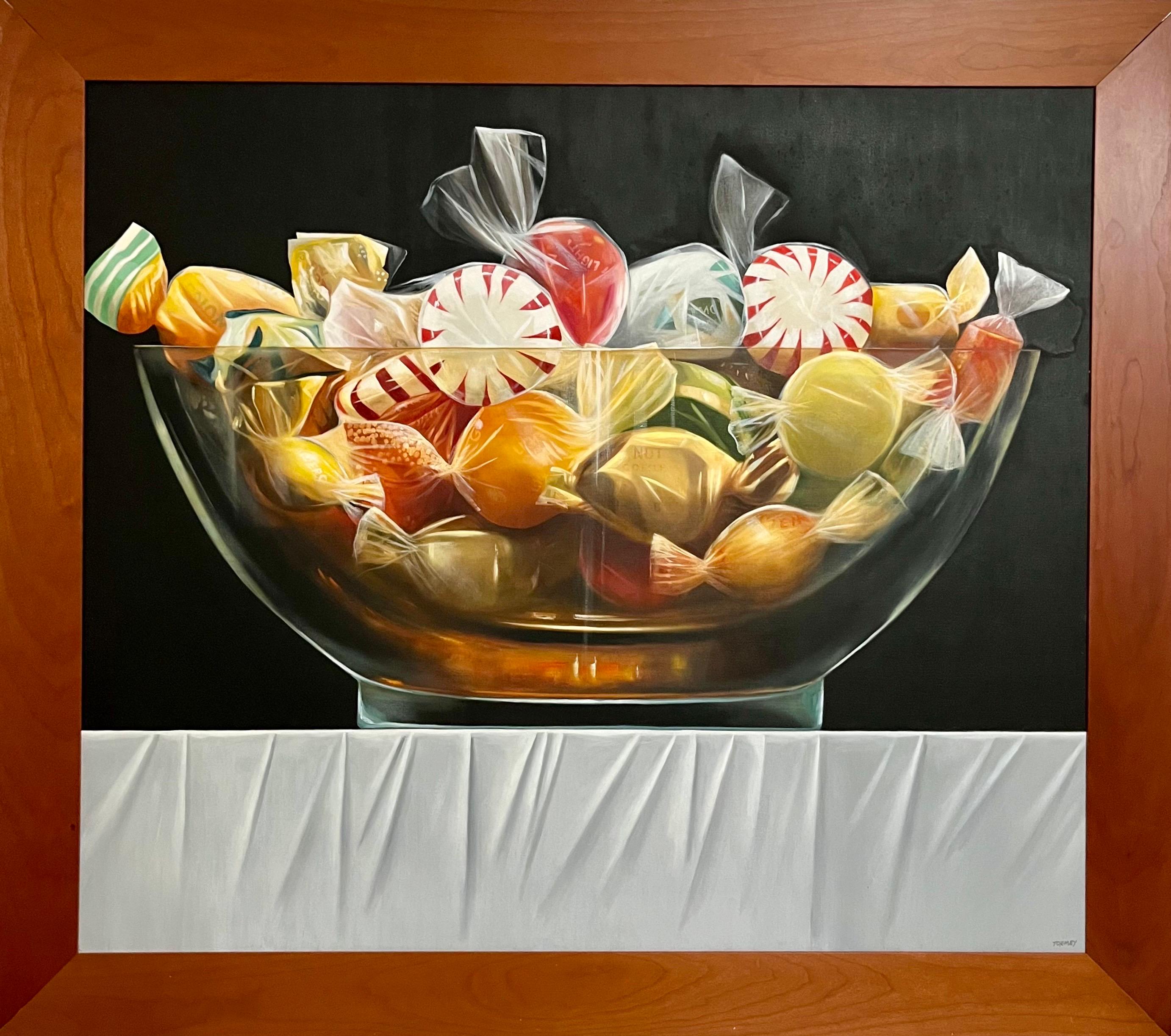 Original James Tormey Foto Realistisches Ölgemälde Stillleben Candy Bowl Pop Art, Original im Angebot 3