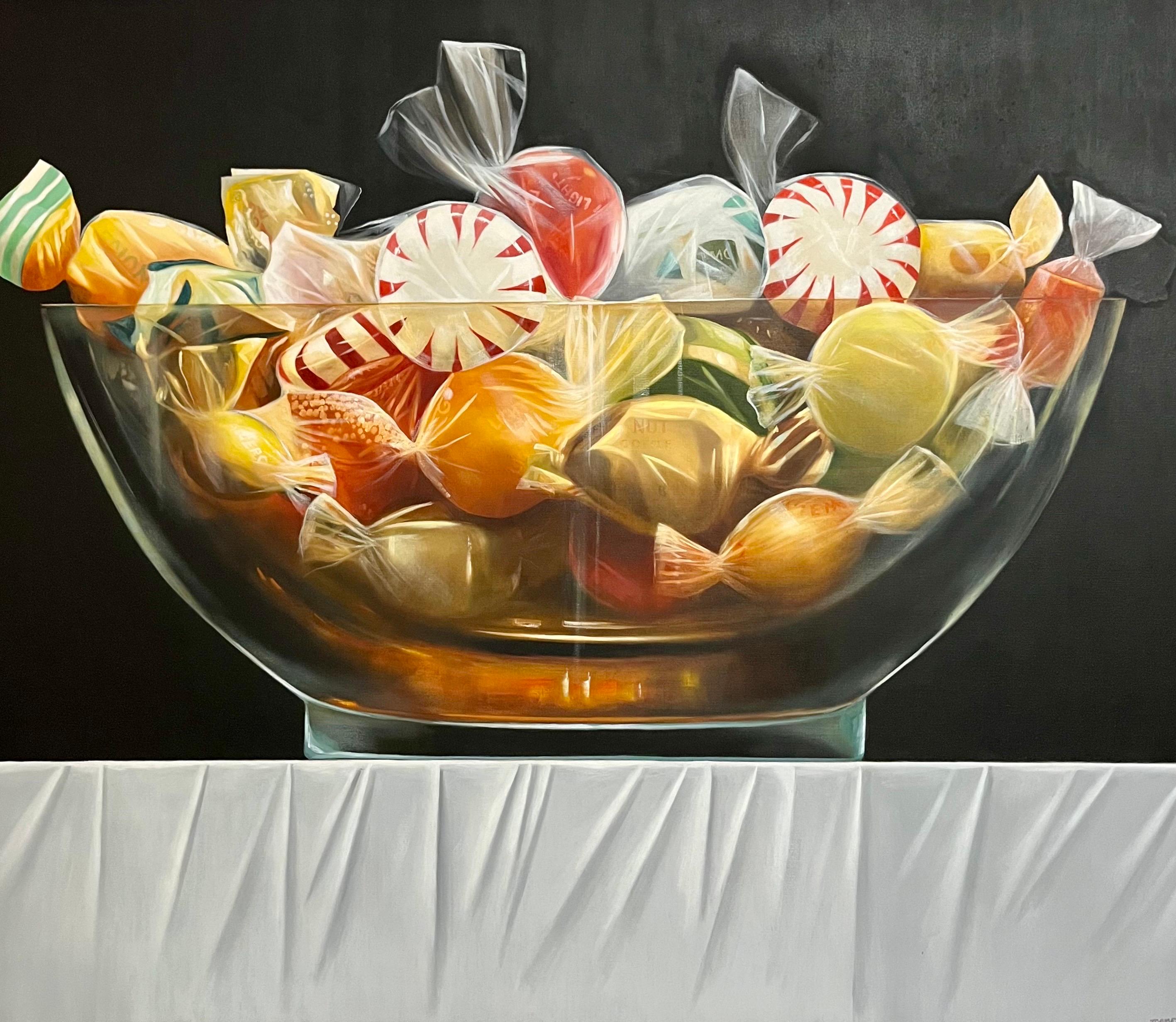 Original James Tormey Foto Realistisches Ölgemälde Stillleben Candy Bowl Pop Art, Original im Angebot 4