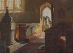James Townshend RBA (d.1949) - Early 20th Century Oil, Salcombe Regis Church