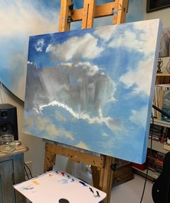 "Cielo 57" Pittura a olio e foglia d'argento