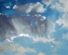 "Sky 57" Oil and Silver Leaf Painting