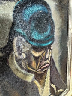 James Vullo  Huile sur toile . W.P.A. /ASHCAN Portrait d'un homme années 1930