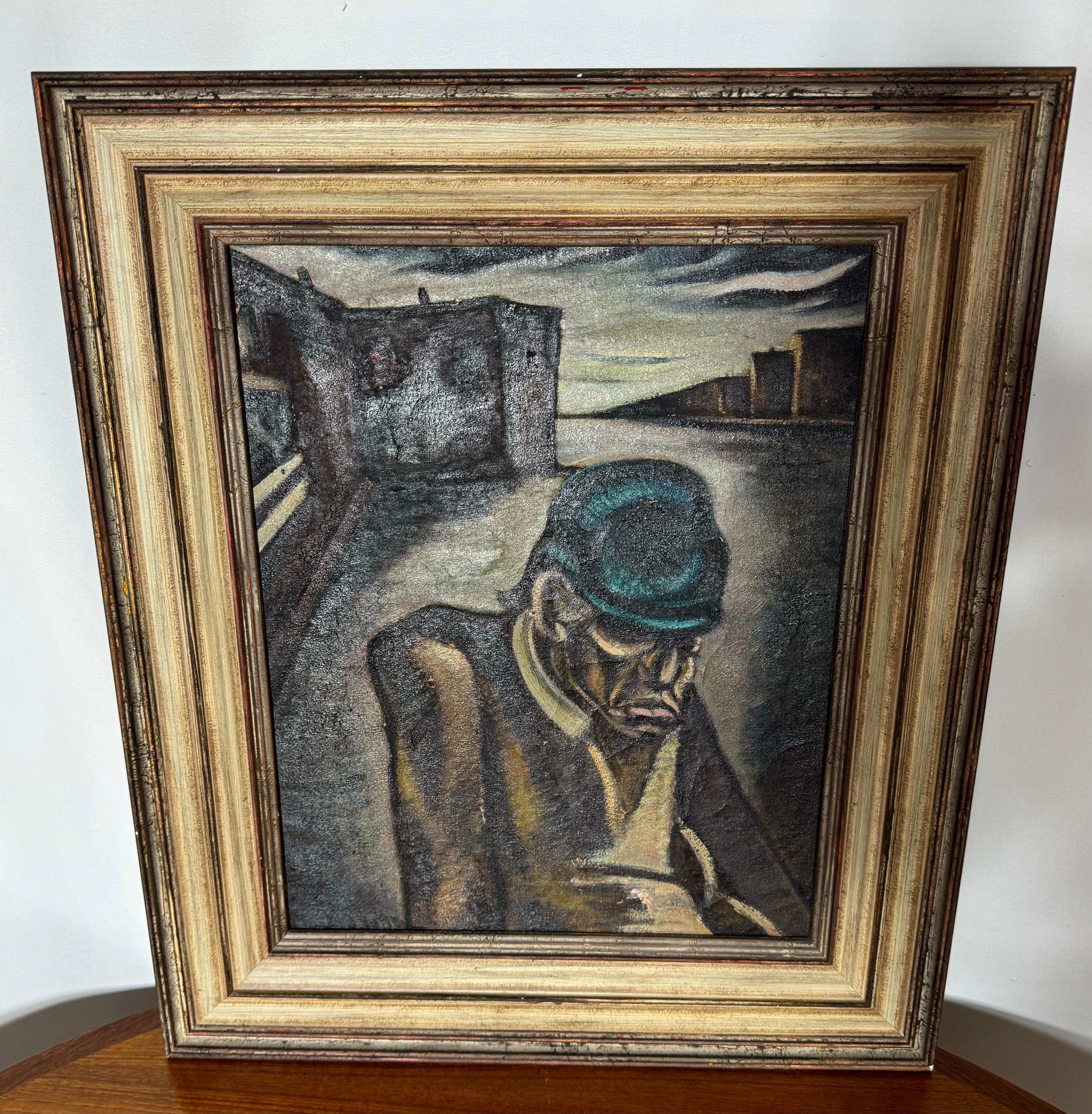 James Vullo  Öl auf Leinwand .. W.P.A. /ASHCAN Porträt eines Mannes 1930er Jahre (Handbemalt) im Angebot