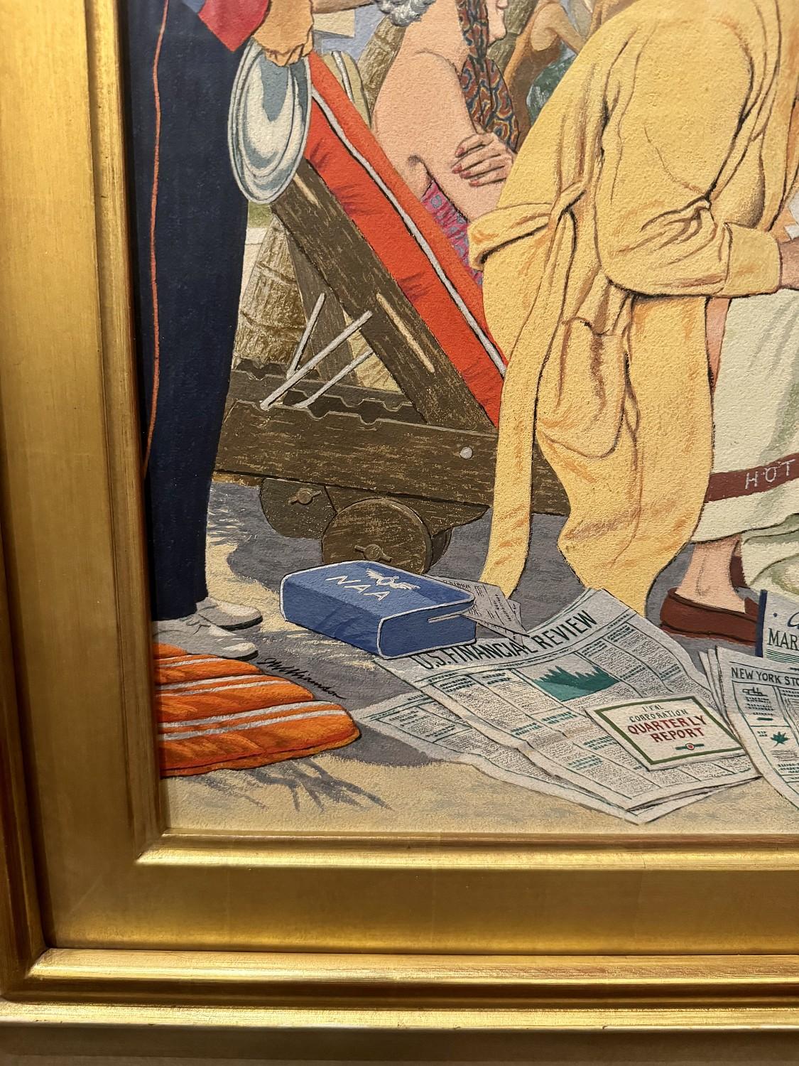 Businessman on the Beach, Originalcover für The Saturday Evening Post, 1960 (Braun), Landscape Painting, von James W Williamson