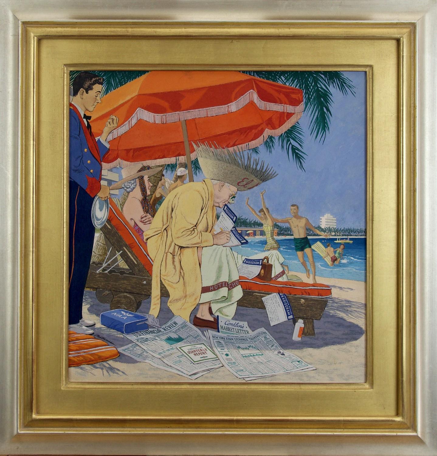 Businessman on the Beach, Originalcover für The Saturday Evening Post, 1960 im Angebot 1