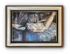 Resting Nude  (Contemporary Figurative Oil Painting, Framed)
