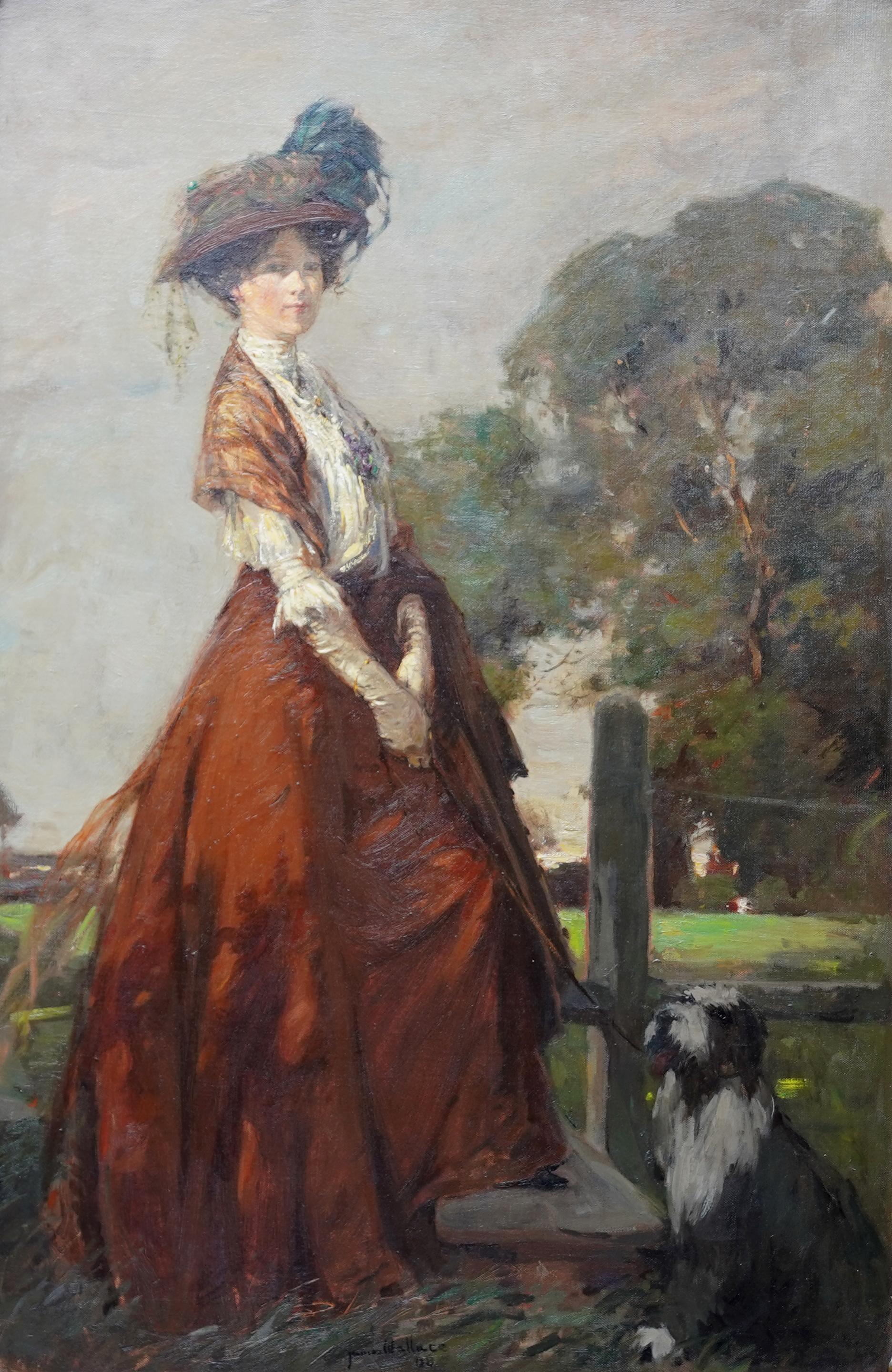 The Rendezvous - Scottish 1908 art portrait oil painting Elsie Viola Robinson  - Painting by James Wallace