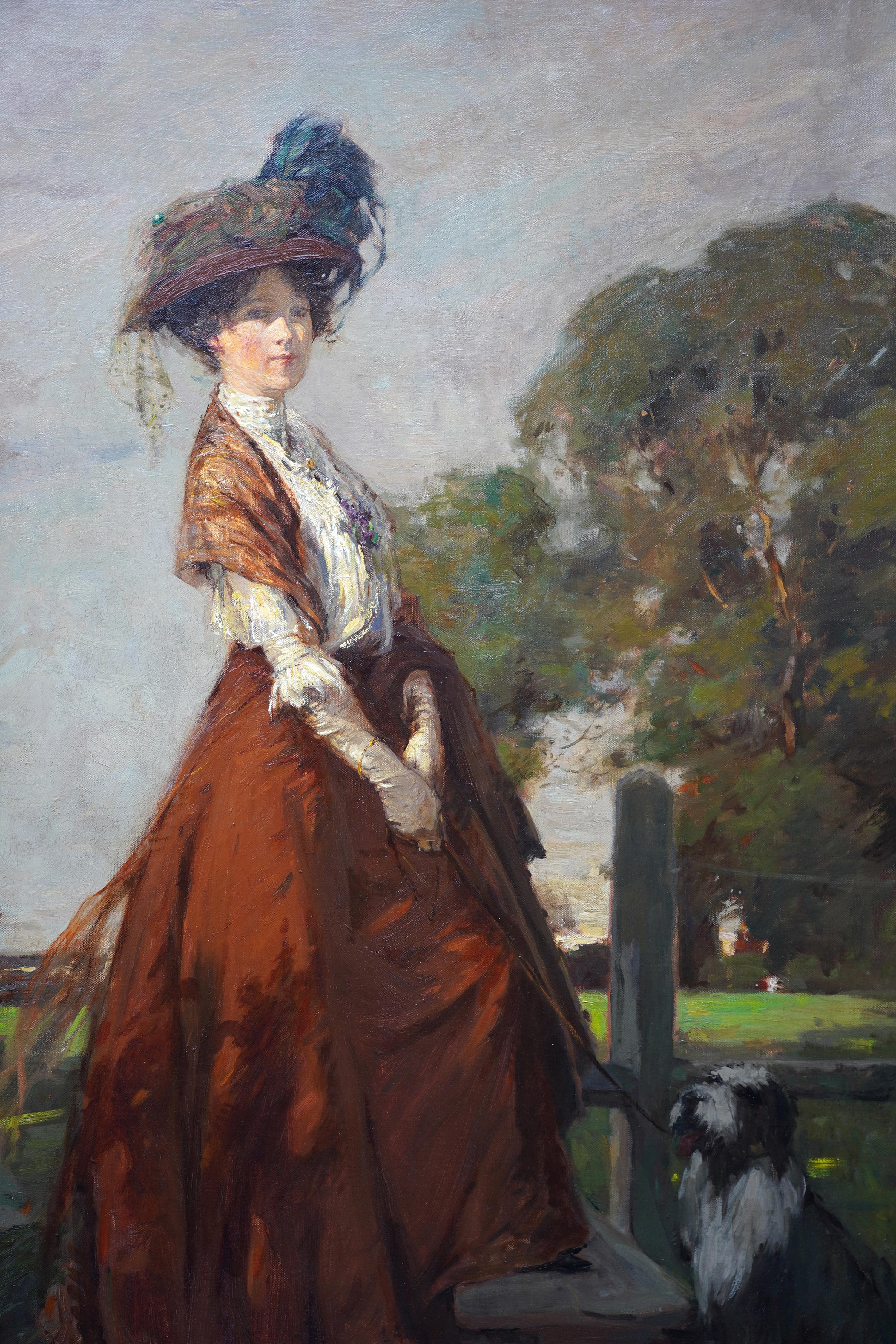 Rendezvous – schottisches Kunstporträt, Ölgemälde von Elsie Viola Robinson, 1908  (Impressionismus), Painting, von James Wallace