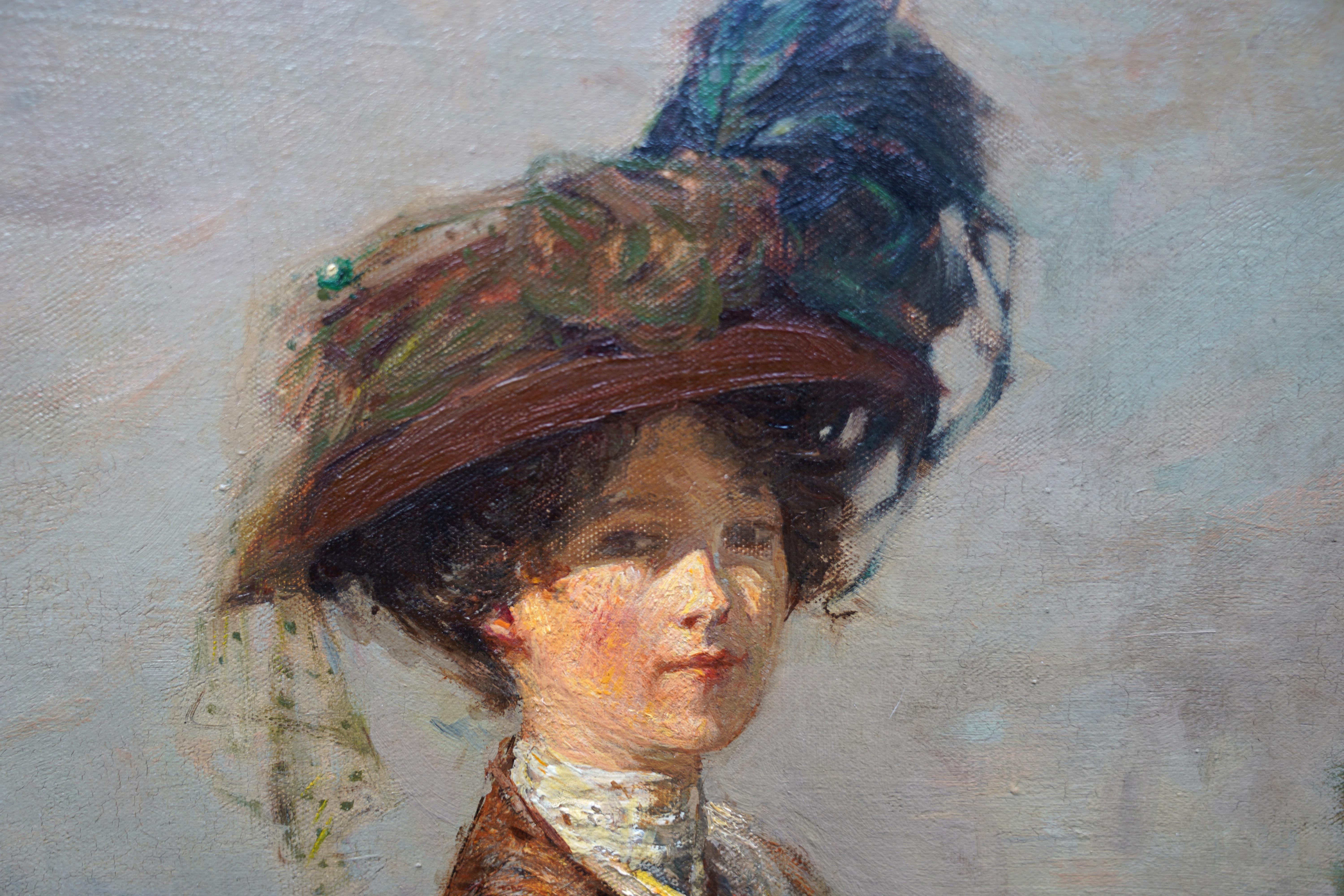 The Rendezvous - Scottish 1908 art portrait oil painting Elsie Viola Robinson  - Impressionist Painting by James Wallace