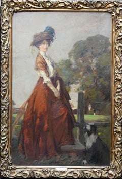 The Rendezvous - Scottish 1908 art portrait oil painting Elsie Viola Robinson 