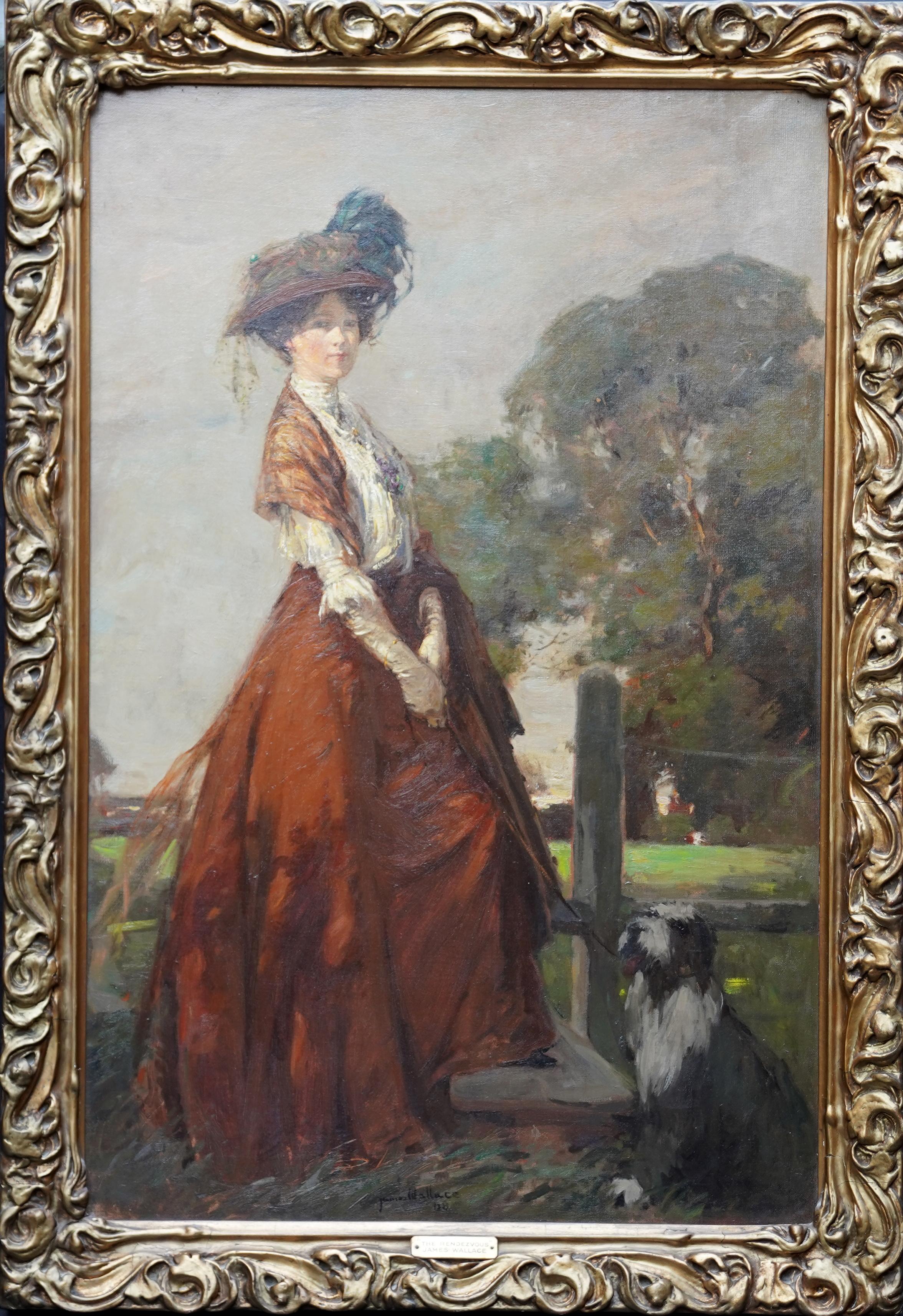 James Wallace Portrait Painting – Rendezvous – schottisches Kunstporträt, Ölgemälde von Elsie Viola Robinson, 1908 