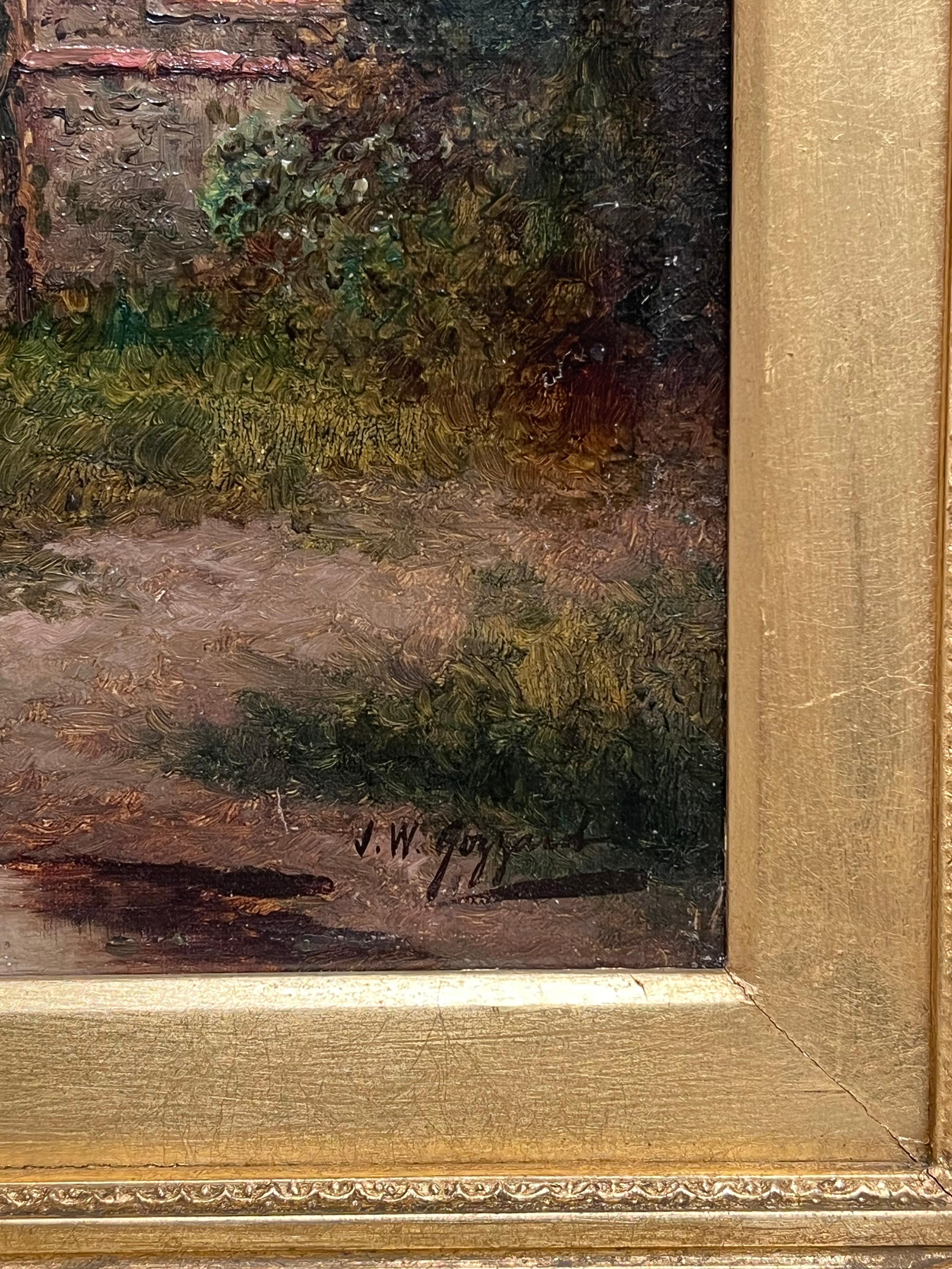 Fine Victorian British Oil Painting Young Family Walking to Church Twilight For Sale 10