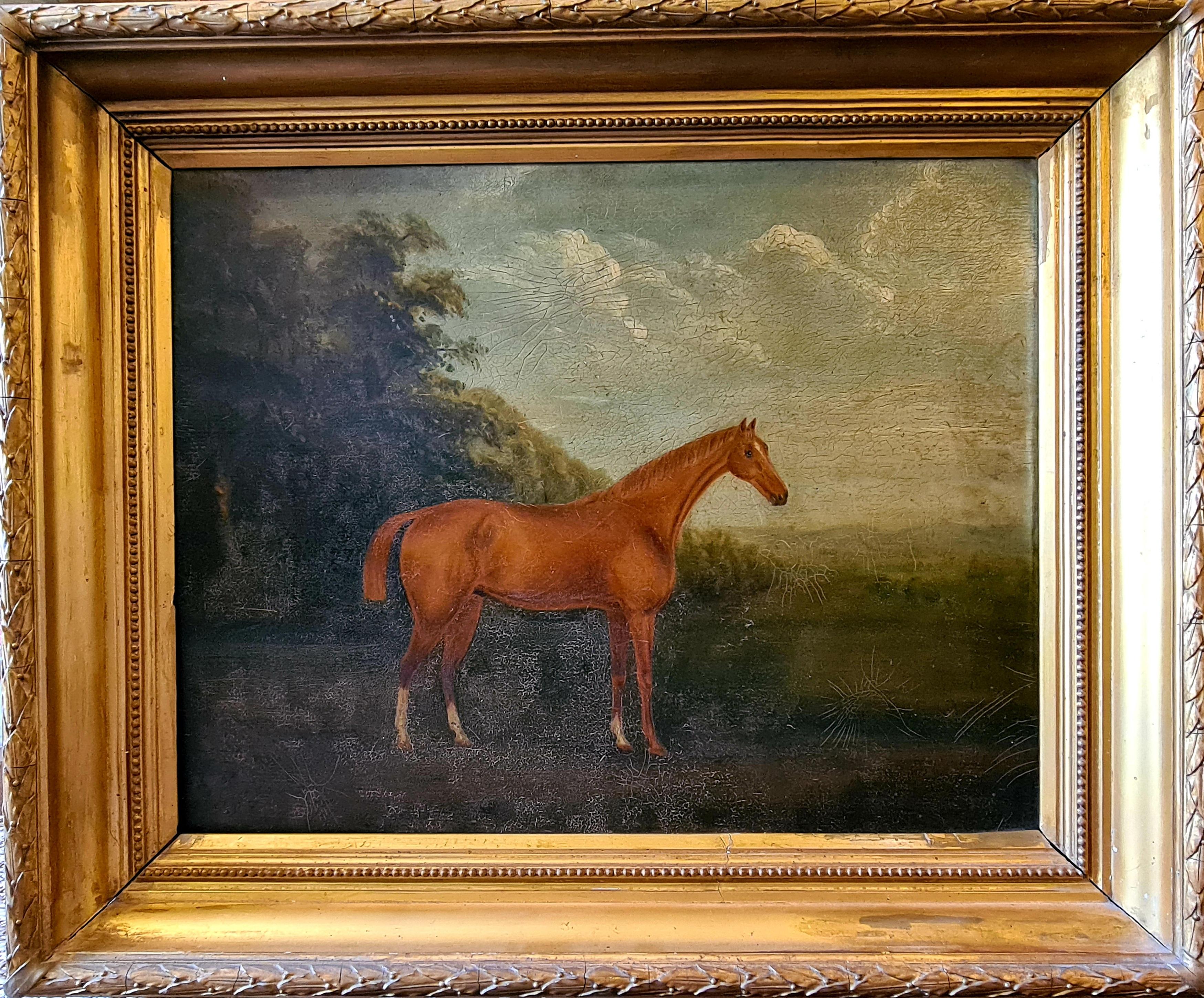 James Ward Landscape Painting - English Equestrian Oil Portrait, Racehorse in an Arcadian landscape.