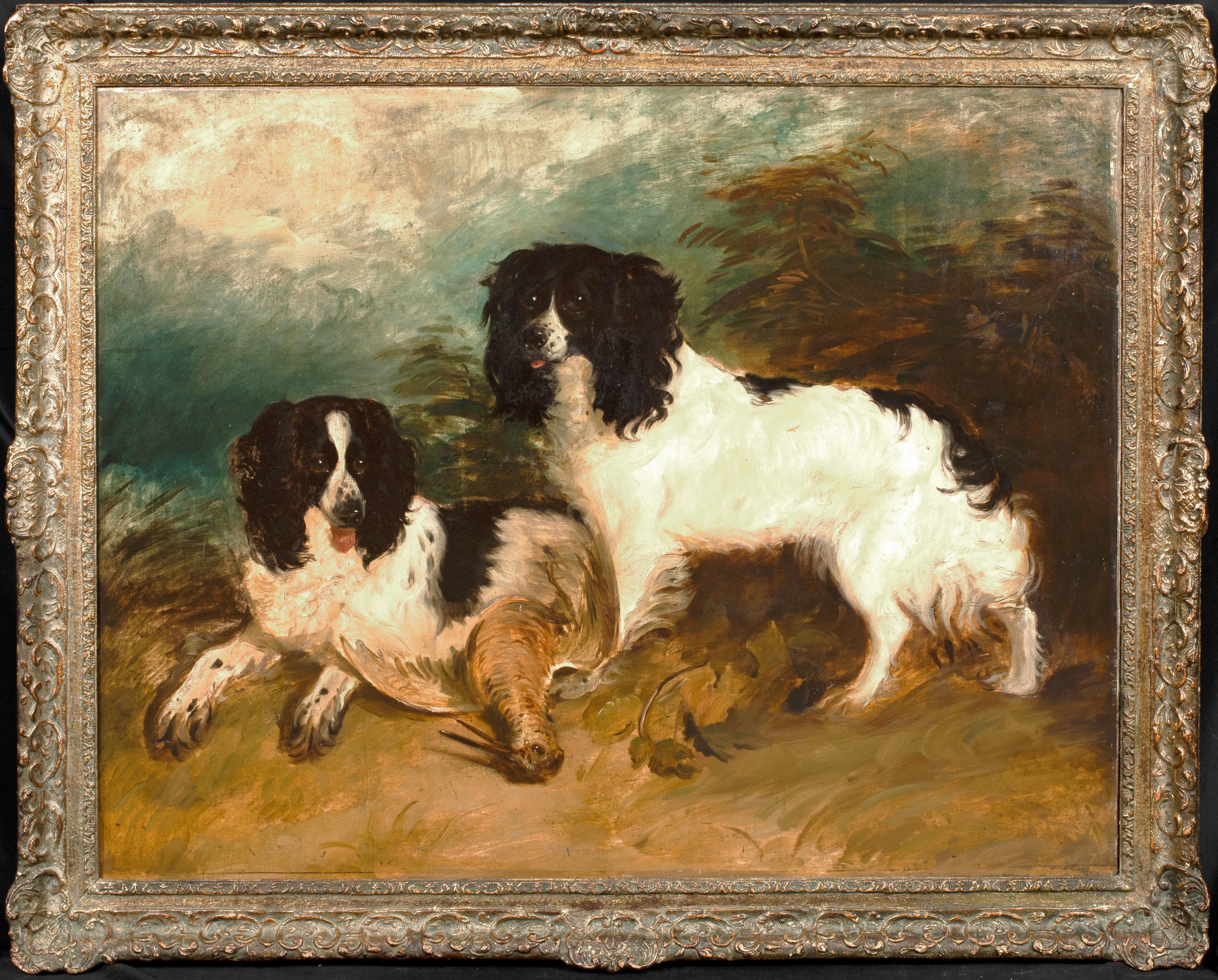 Portrait Of A Pair Of English Springer Spaniels, 19th Century  - Painting by James Ward