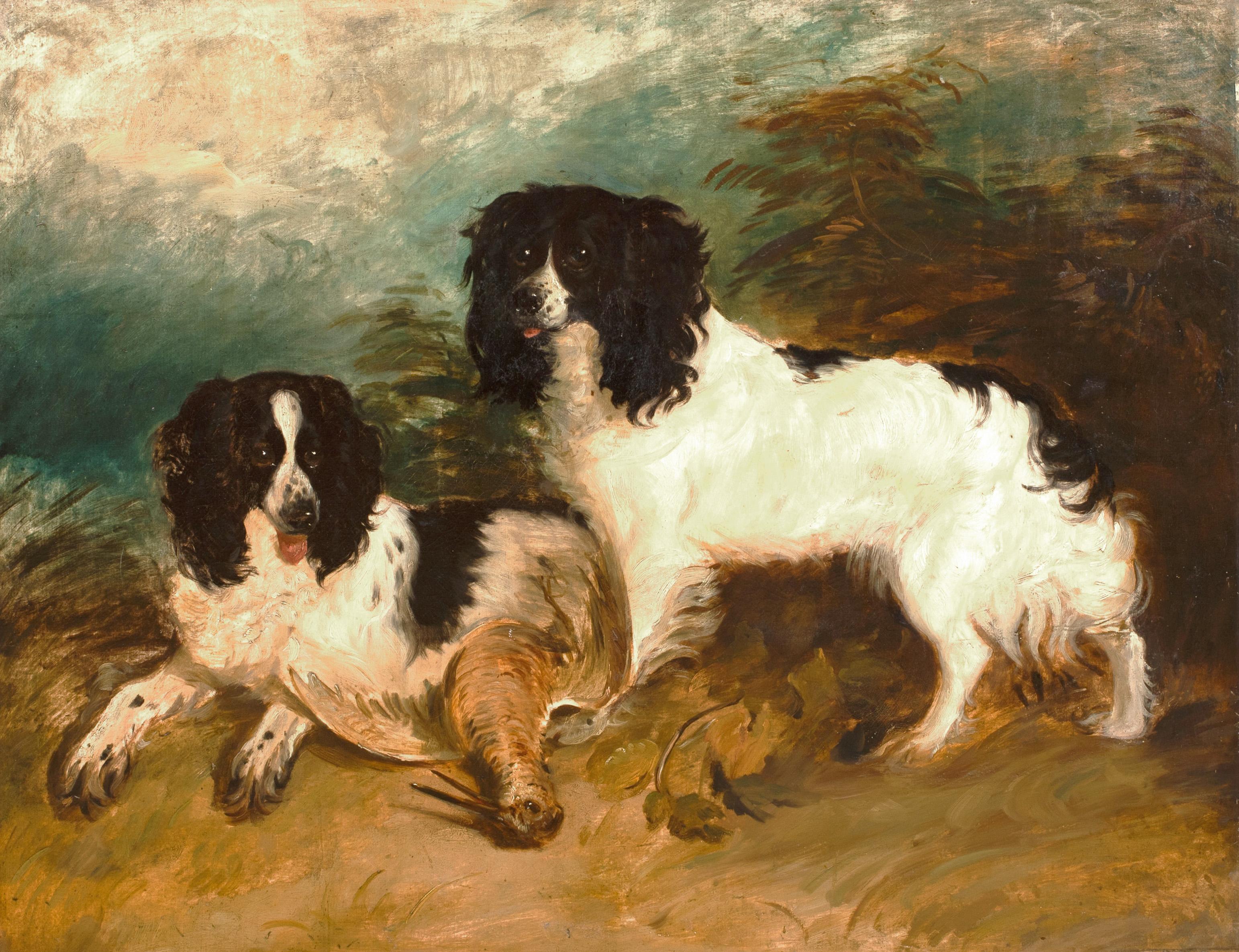 James Ward Portrait Painting - Portrait Of A Pair Of English Springer Spaniels, 19th Century 