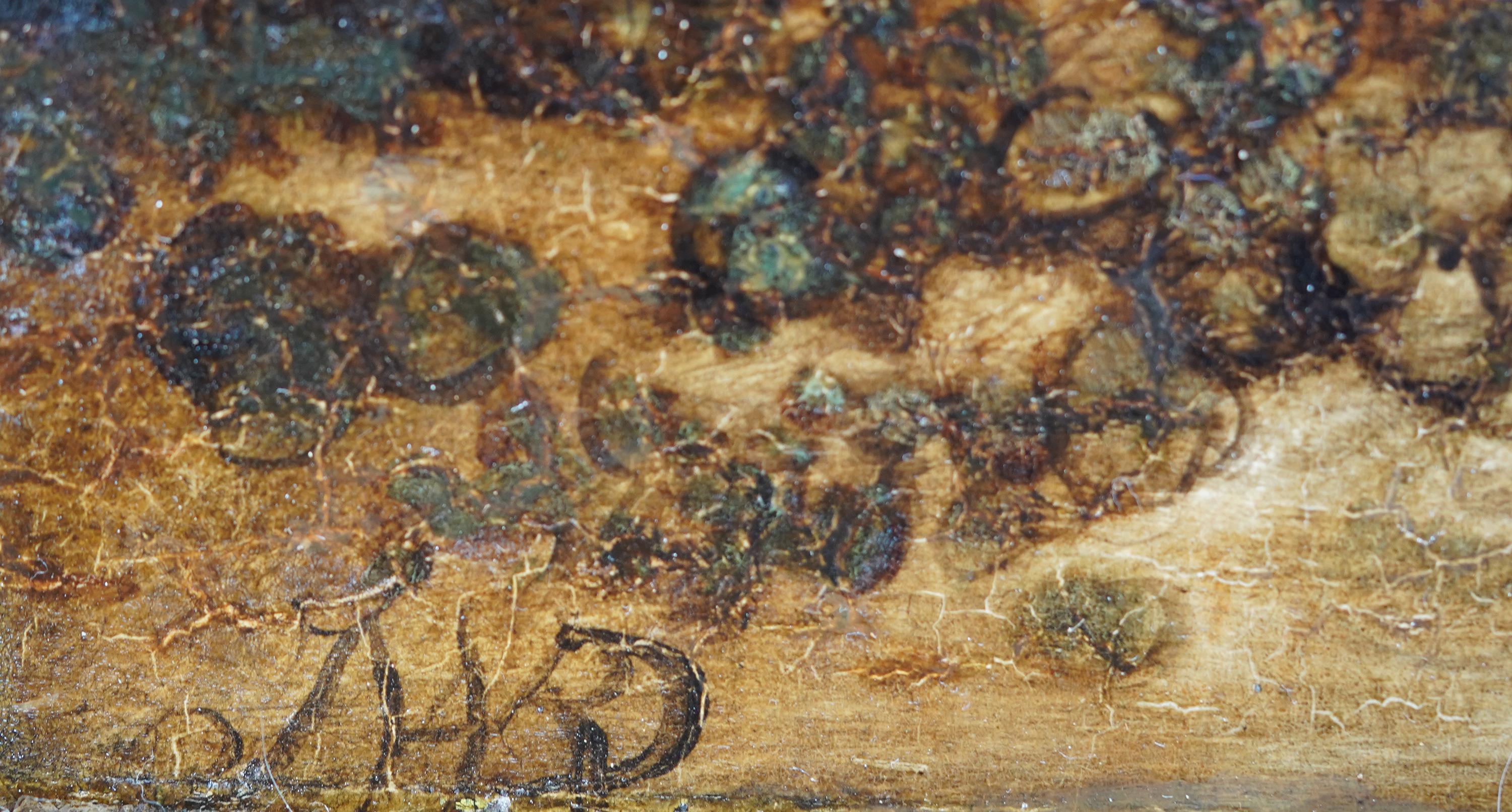 Escena de pueblo Figuras y animales - Pintura al óleo pastoral exh del Viejo Maestro británico en venta 11
