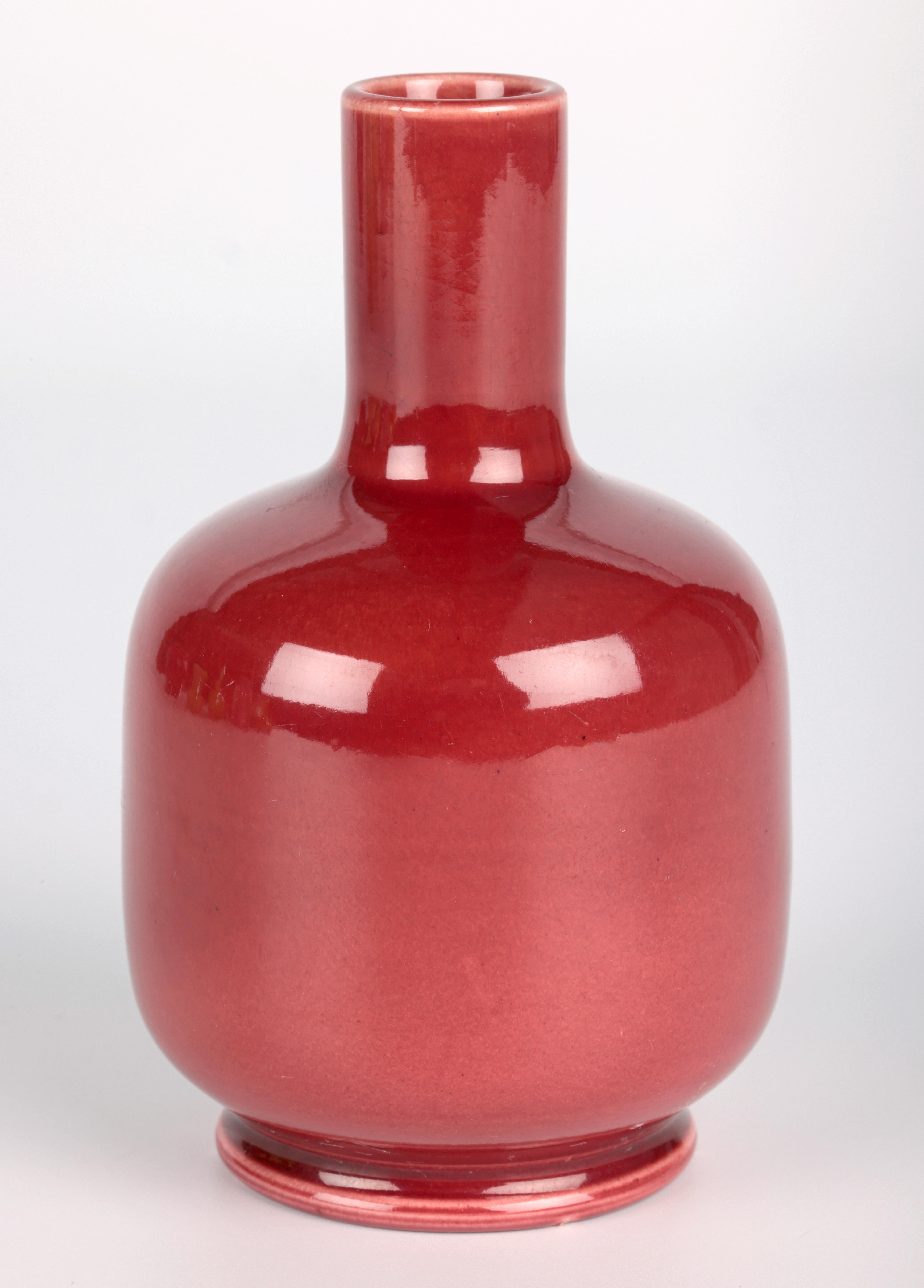 Late 19th Century James Wardle Arts & Crafts Sang de Boeuf Glazed Bottle Vase