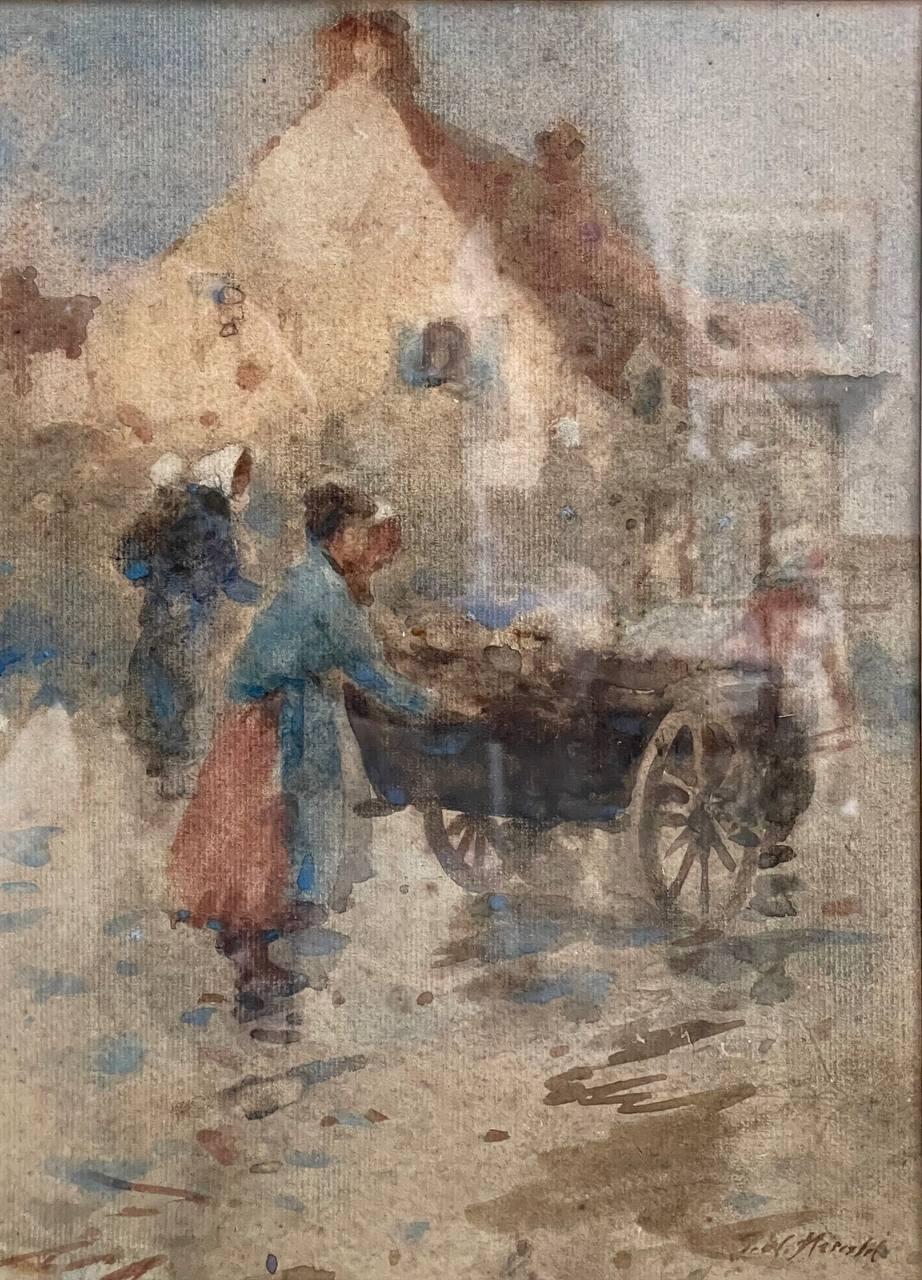 The Fish Cart - Painting by James Waterson Herald
