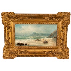 Antique 19th Century Marine Seascape Coastal Maritime English Channel Painting