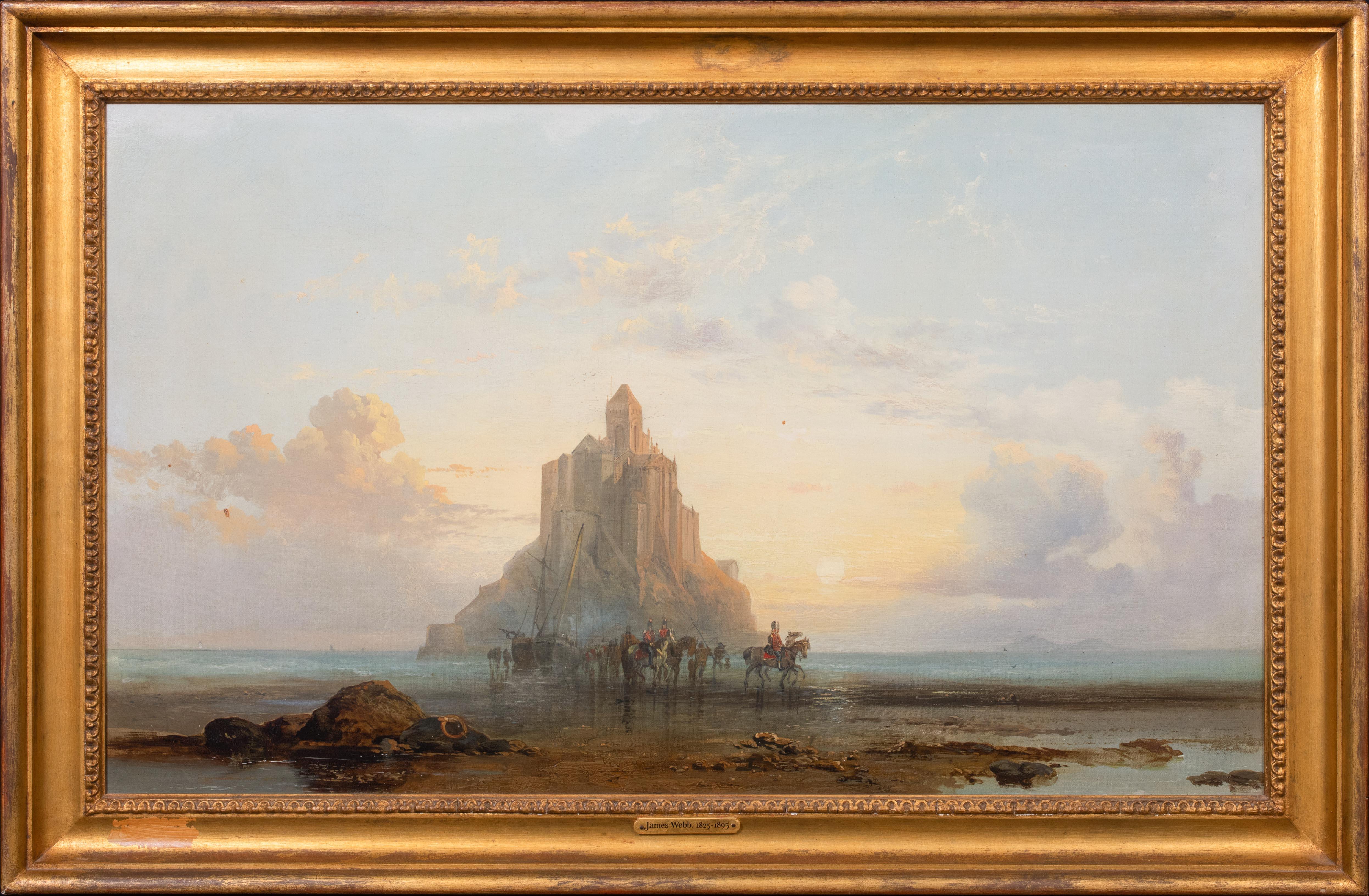 Mont Saint-Michel al tramonto, XIX secolo - Painting di James Webb
